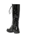 Black PU Lace-Up Combat Boots, BLACK, alternate