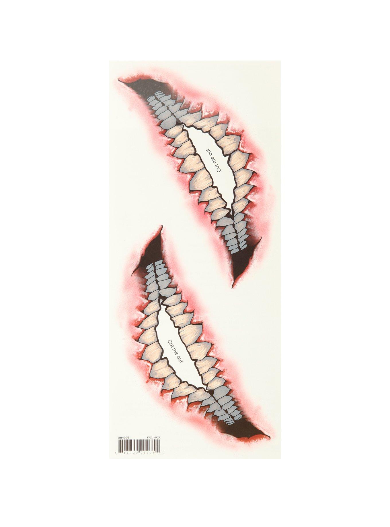 Evil Grin Big Mouth Temporary Tattoos, , alternate