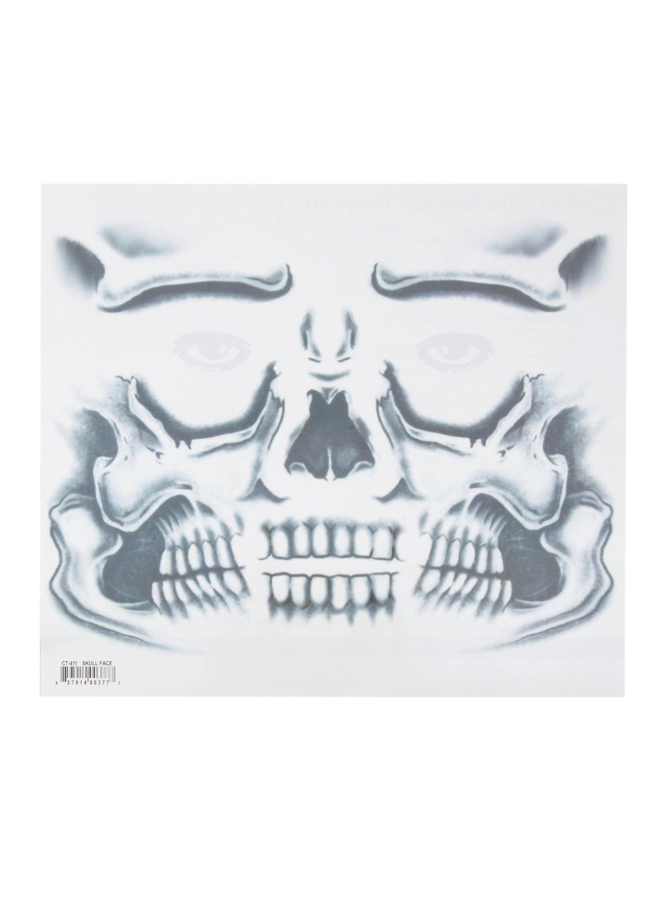 Skull Face Temporary Tattoo, , alternate