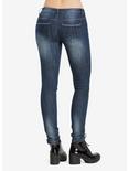 Dark Wash Distressed Splatter Skinny Jeans, , alternate