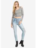 Light Wash Distressed High-Waisted Skinny Jeans, , alternate
