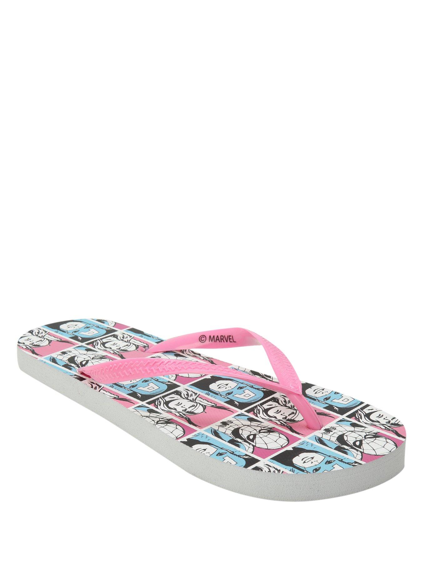 Marvel Heroes Pink Flip Flops, , alternate