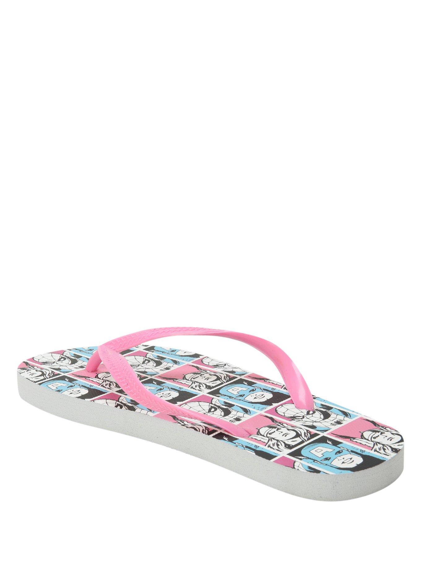 Marvel Heroes Pink Flip Flops, , alternate