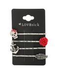 LOVEsick Anchor Skull Rose Bobby Pin 4 Pack, , alternate