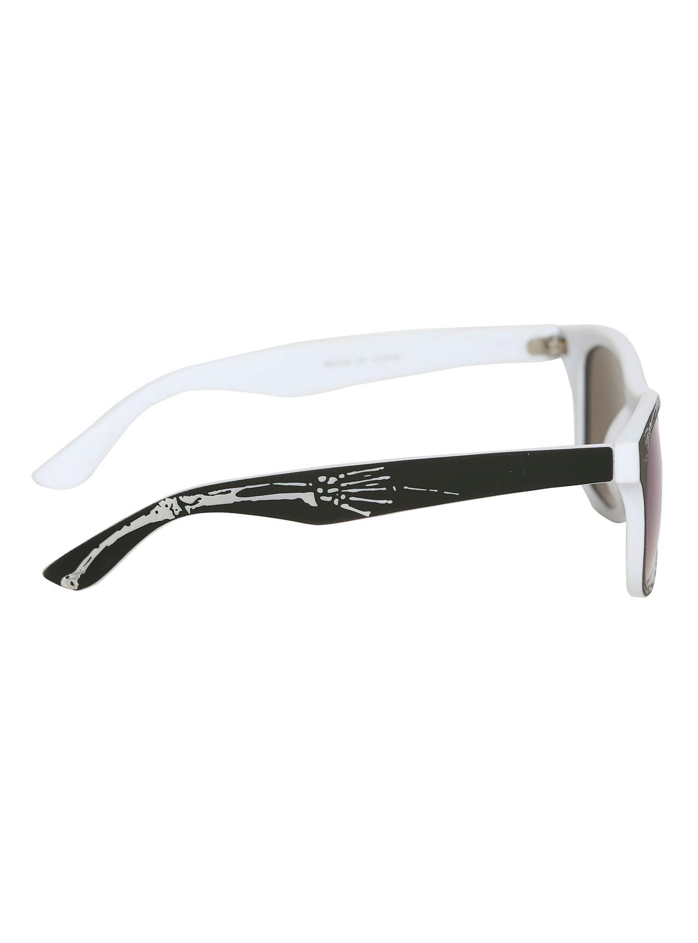 Etched Skeleton Smooth Touch Blue Flash Retro Sunglasses, , alternate