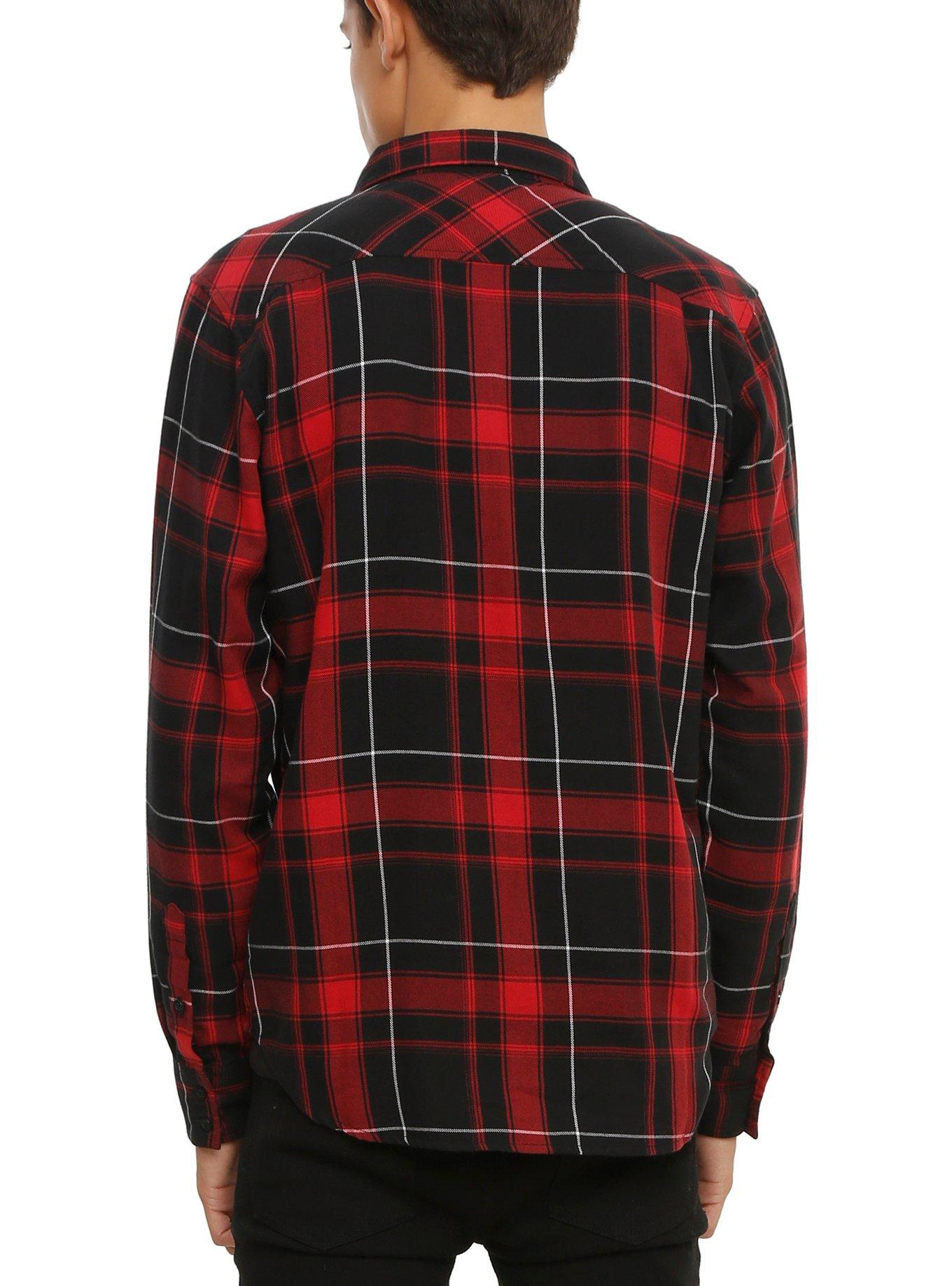 XXX RUDE Red & Black Plaid Woven Button-Up, , alternate