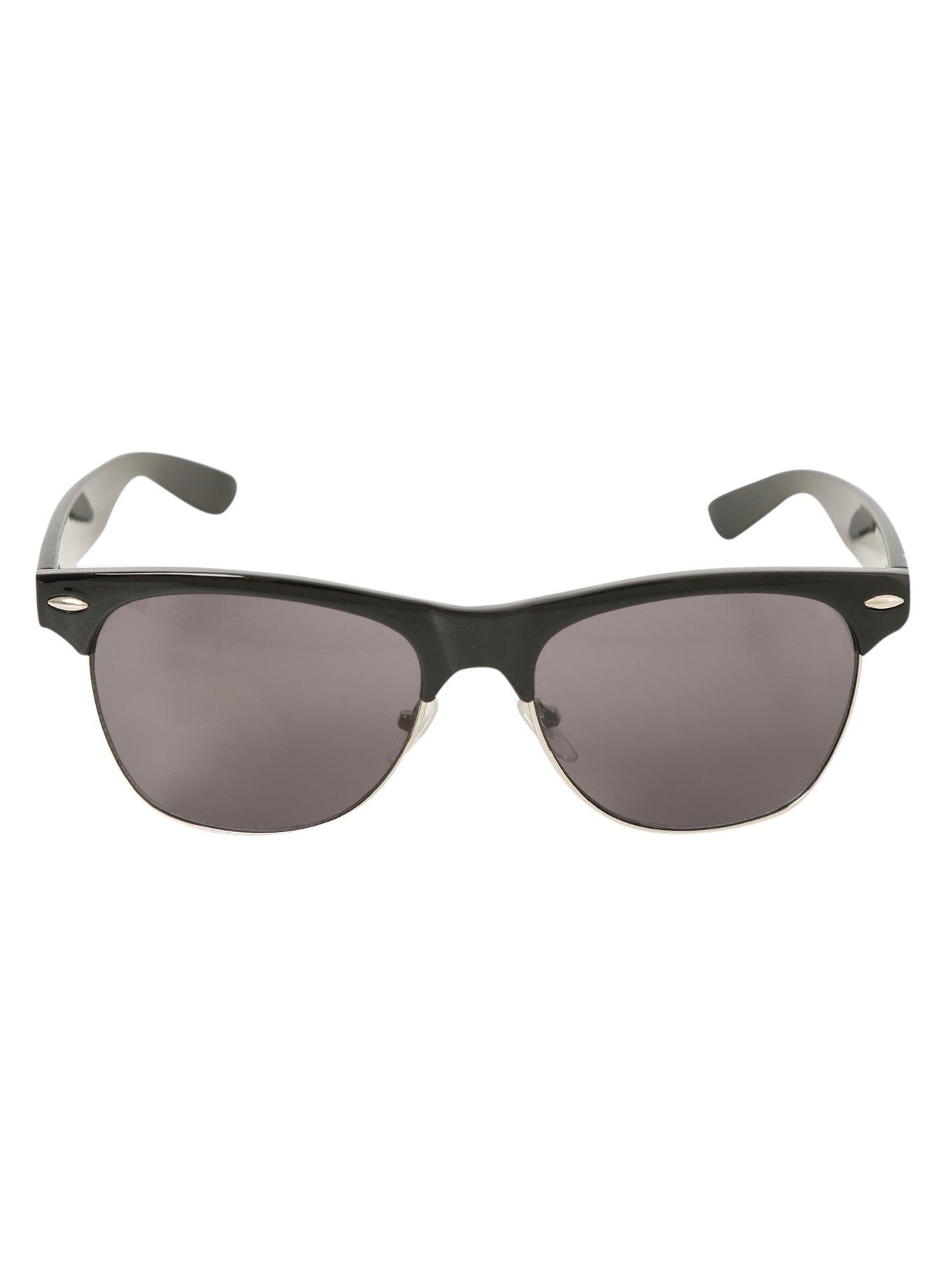 Black Skull Filigree Arm Half-Rim Sunglasses, , alternate