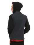 RUDE  Indigo Denim Black Fleece Hooded Jacket, , alternate