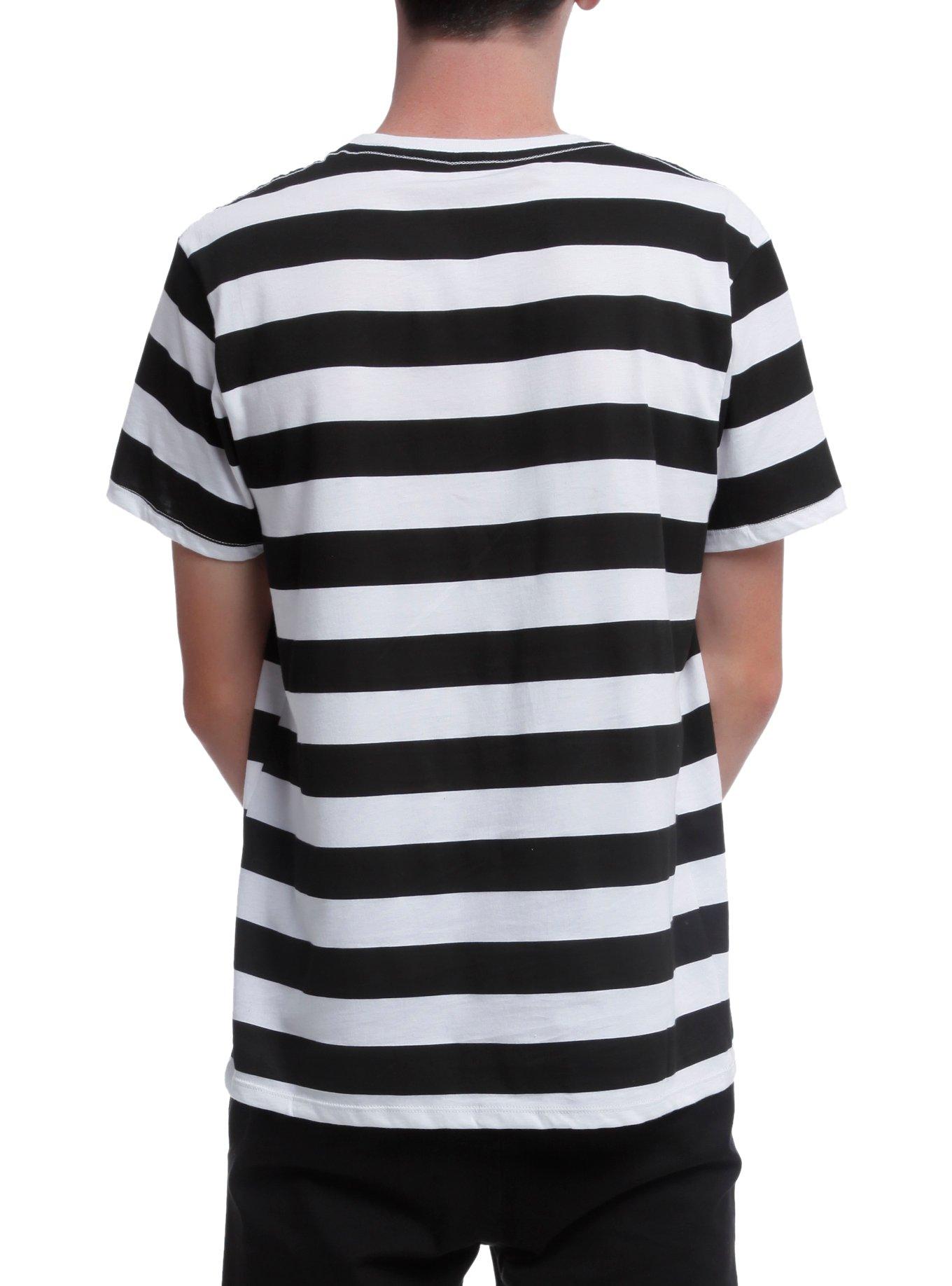 Black and White Striped T-Shirt, BLACK, alternate