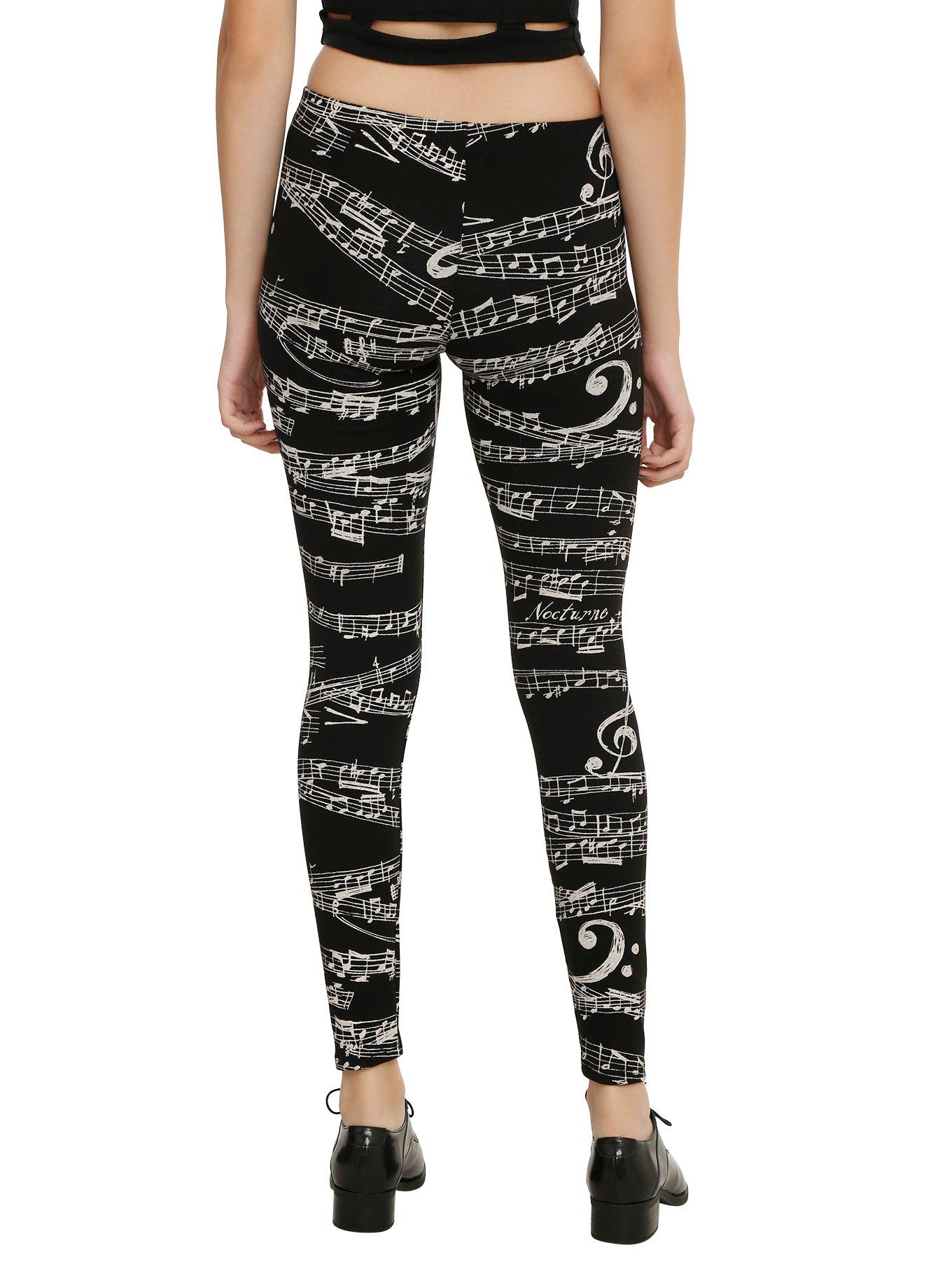 Music Notes Leggings, BLACK, alternate