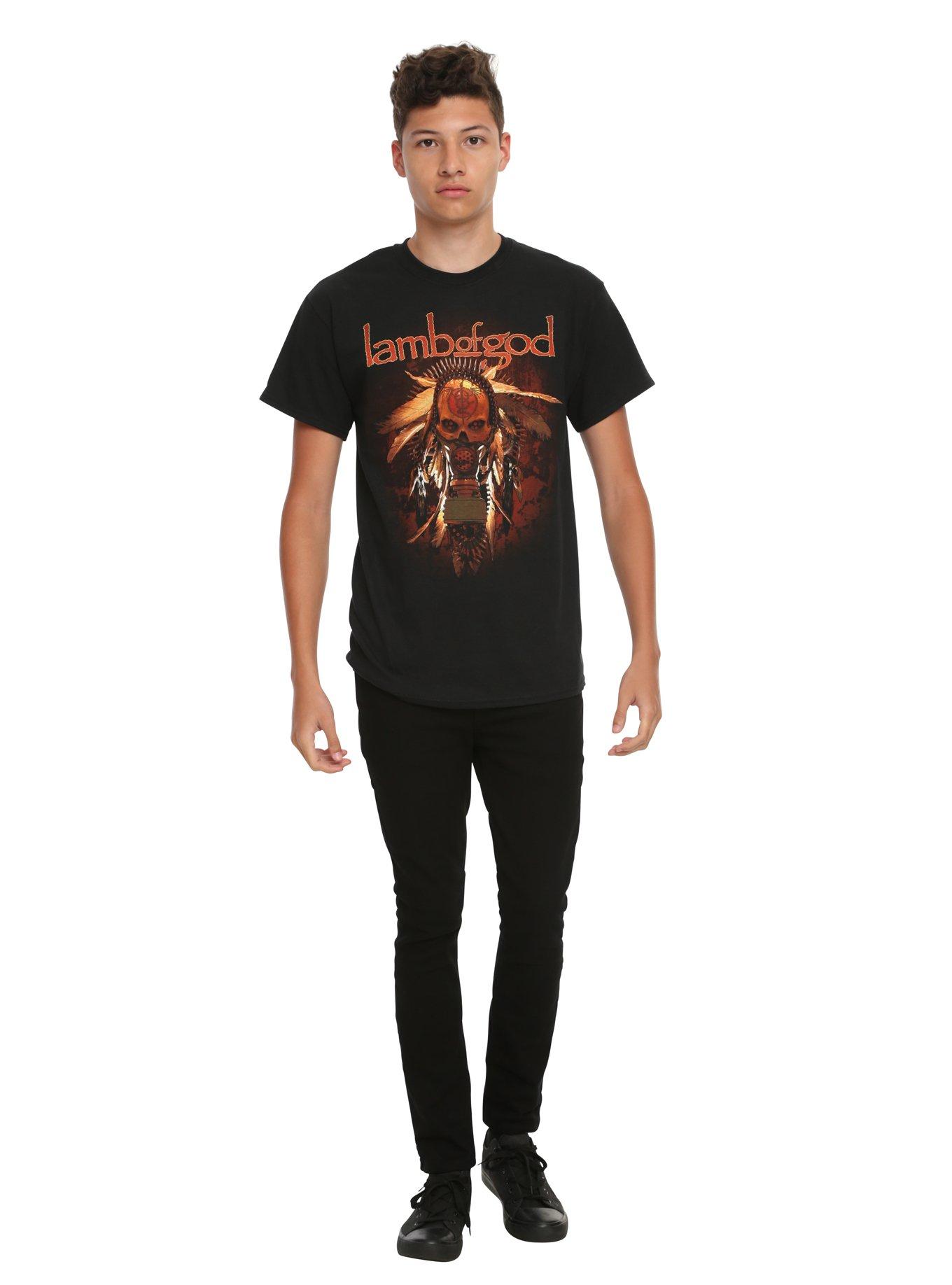 Lamb Of God Gas Mask Skull T-Shirt, BLACK, alternate