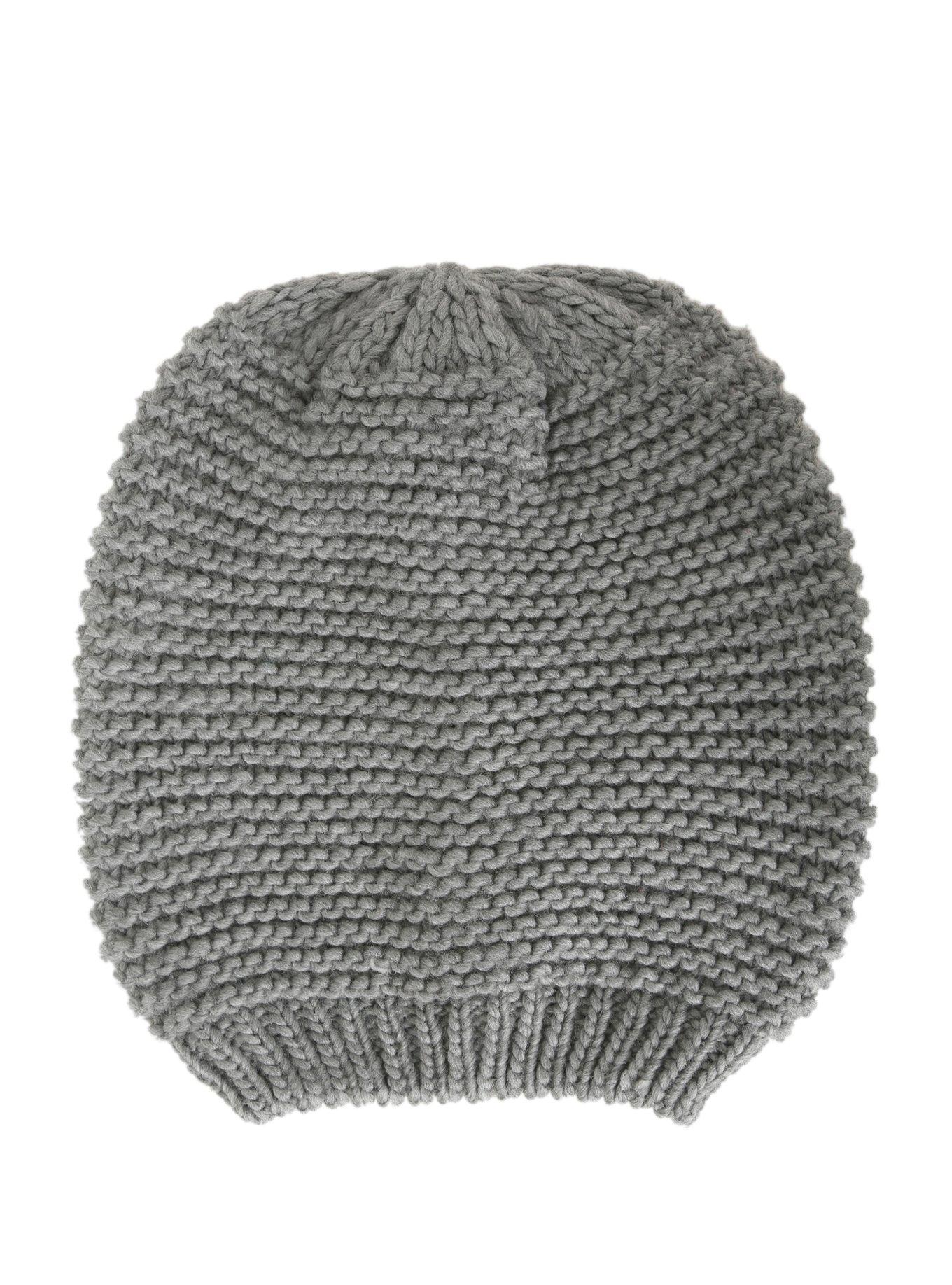 Grey Slouch Beanie, , alternate