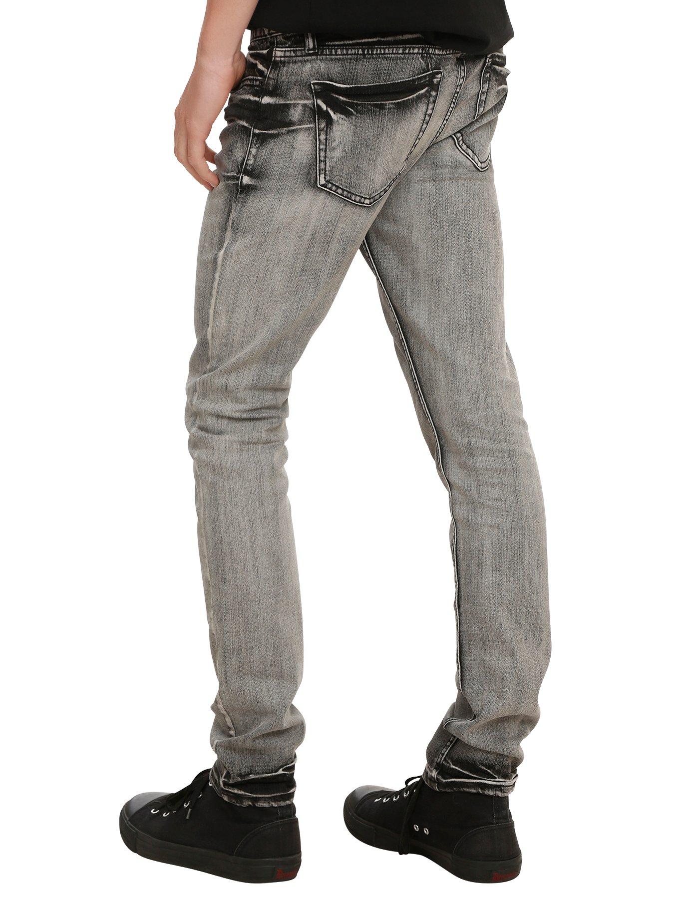 XXX RUDE Grey Smoked Skinny Fit Denim Jeans, , alternate