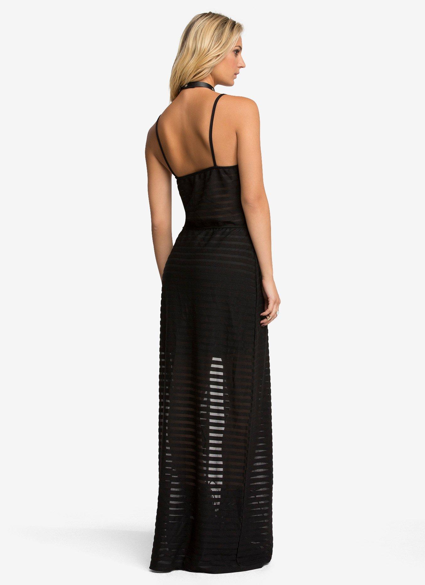 Shadow Stripe Maxi Dress, BLACK, alternate