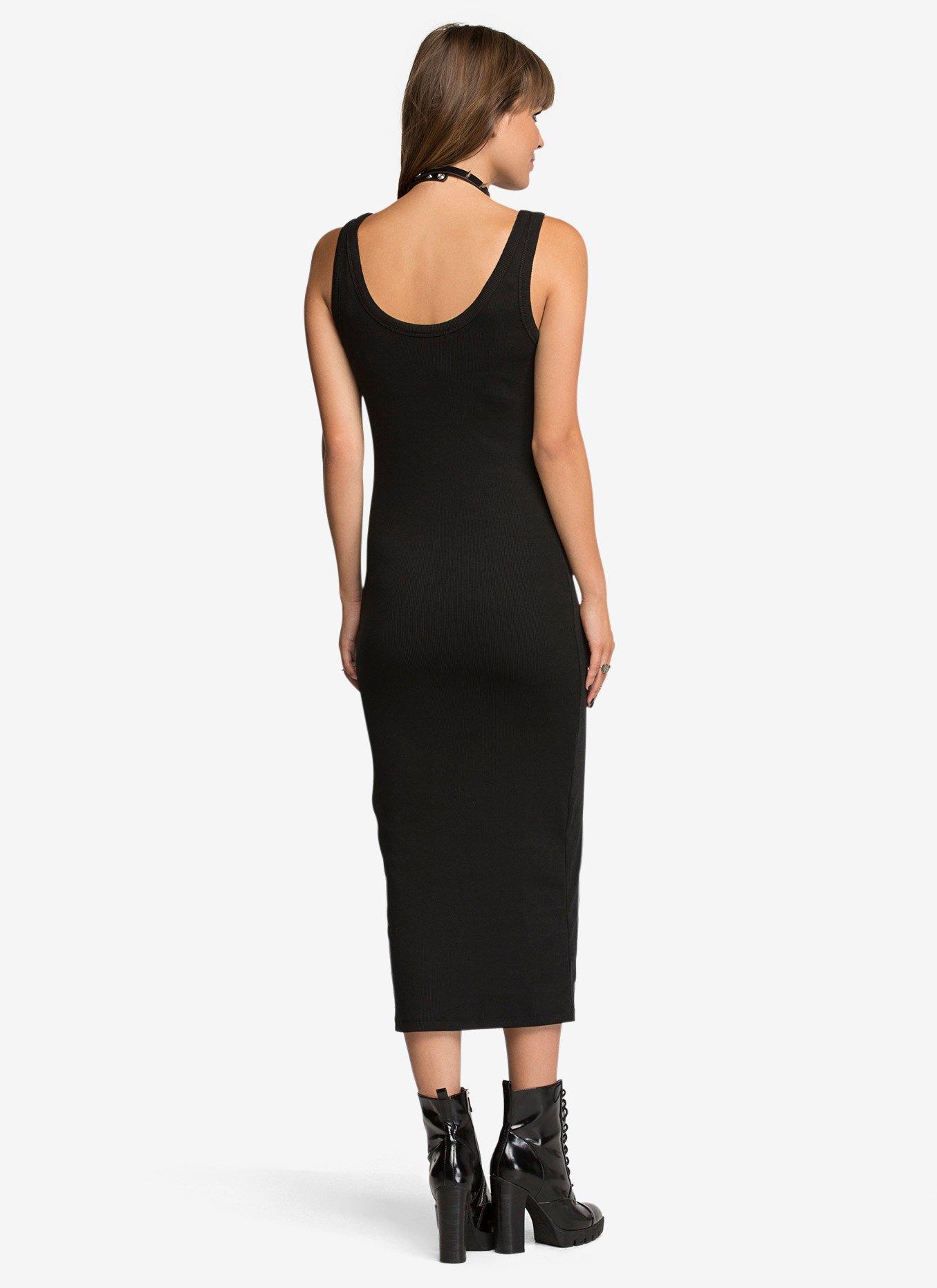 Ribbed Bodycon Dress, BLACK, alternate