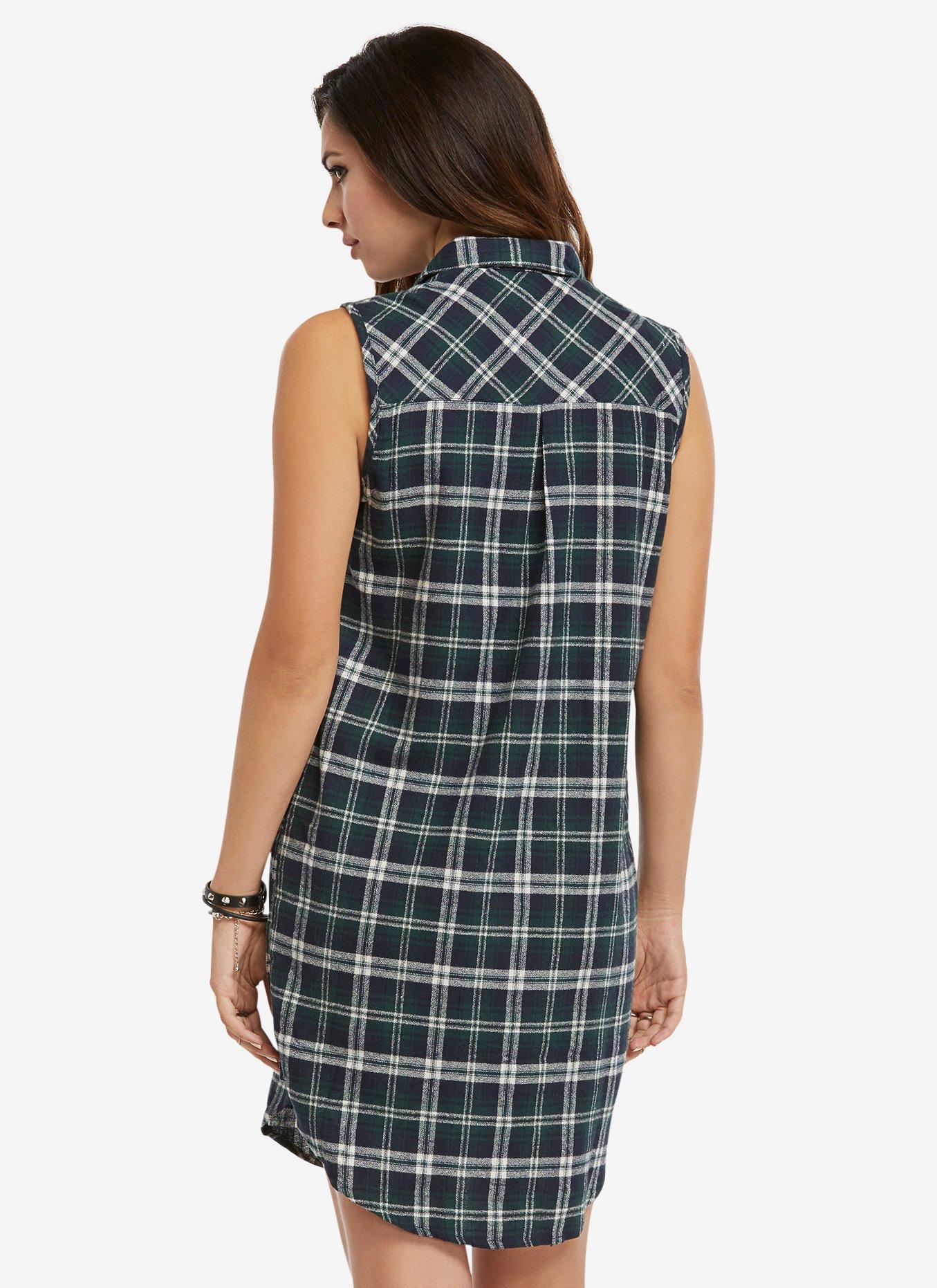 Plaid Button-Up Dress, , alternate