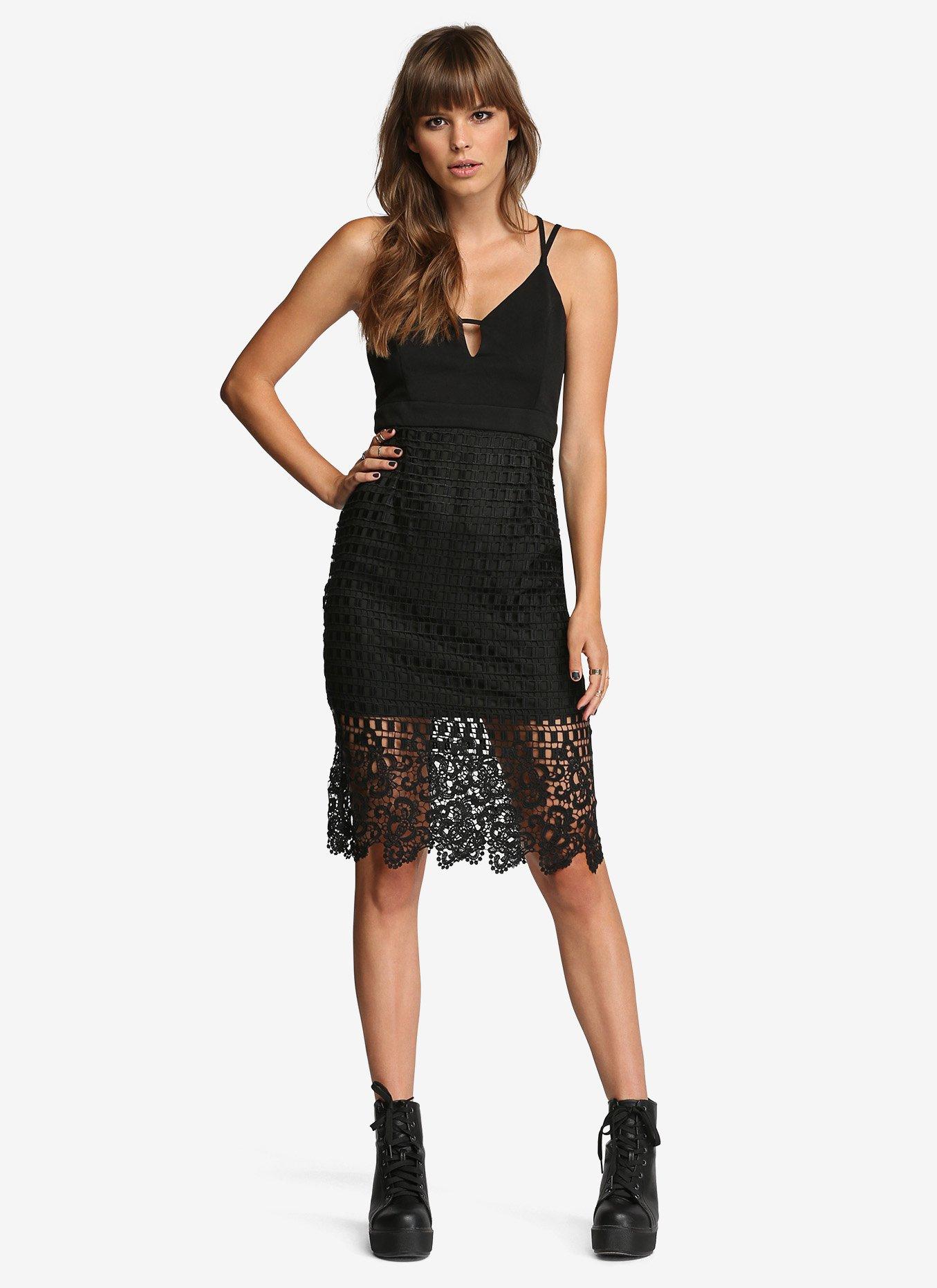 Lace Bodycon Dress, BLACK, alternate