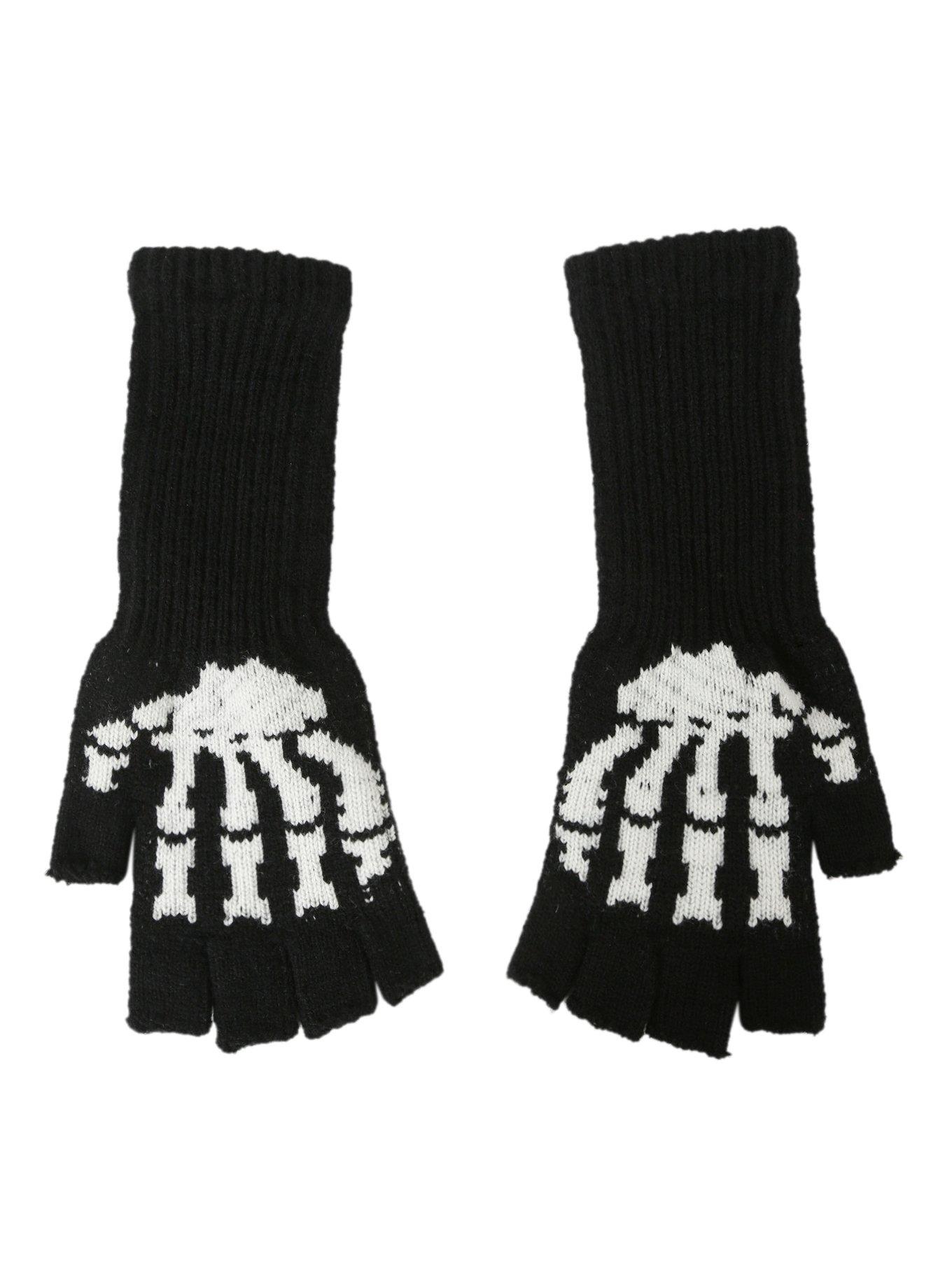 Skeleton Fingerless Gloves, , alternate