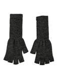 Grey Marled Knit Fingerless Extended Gloves, , alternate