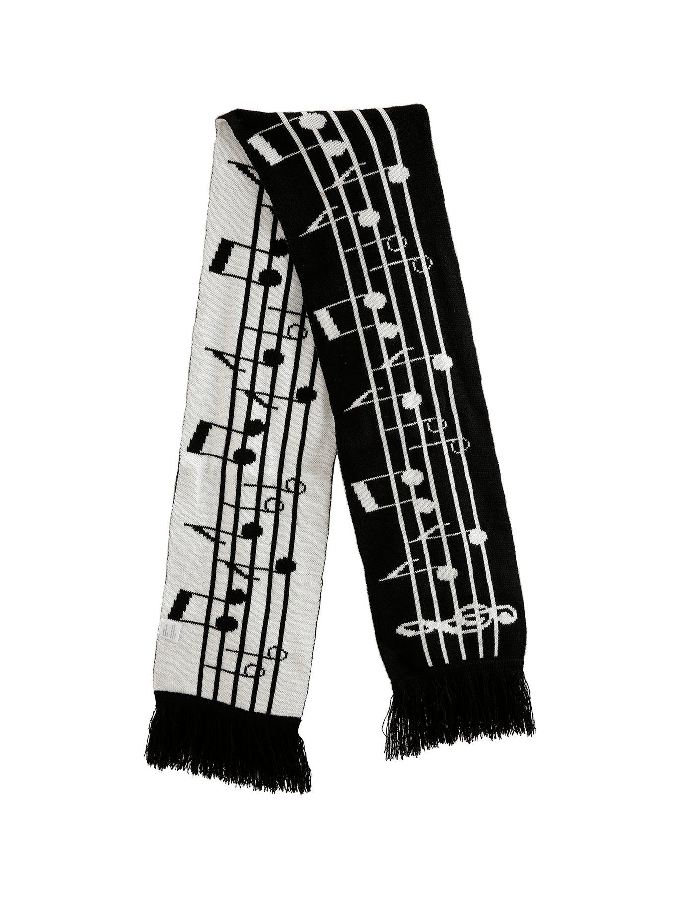Black & White Music Note Scarf, , alternate