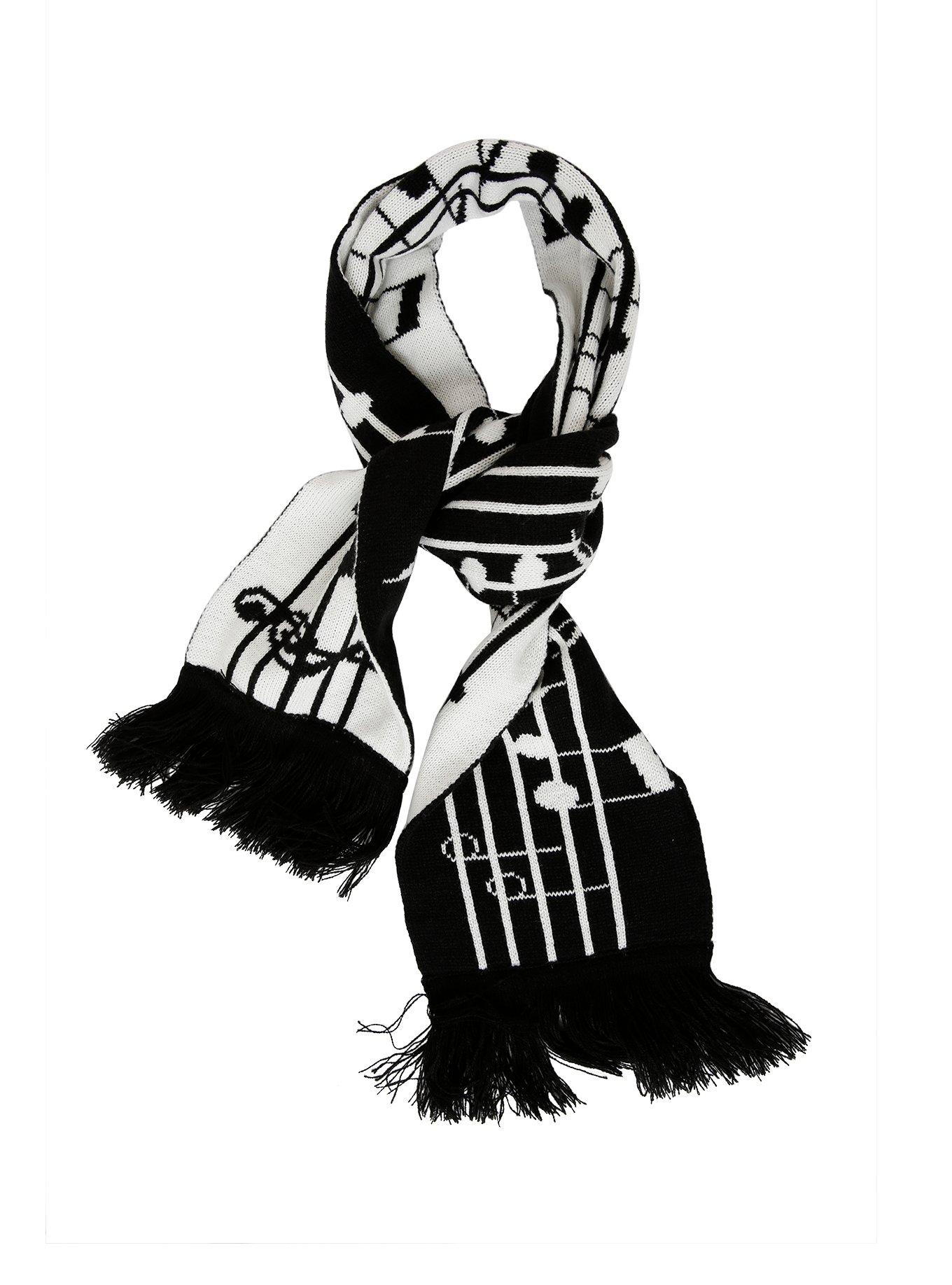 Black & White Music Note Scarf, , alternate