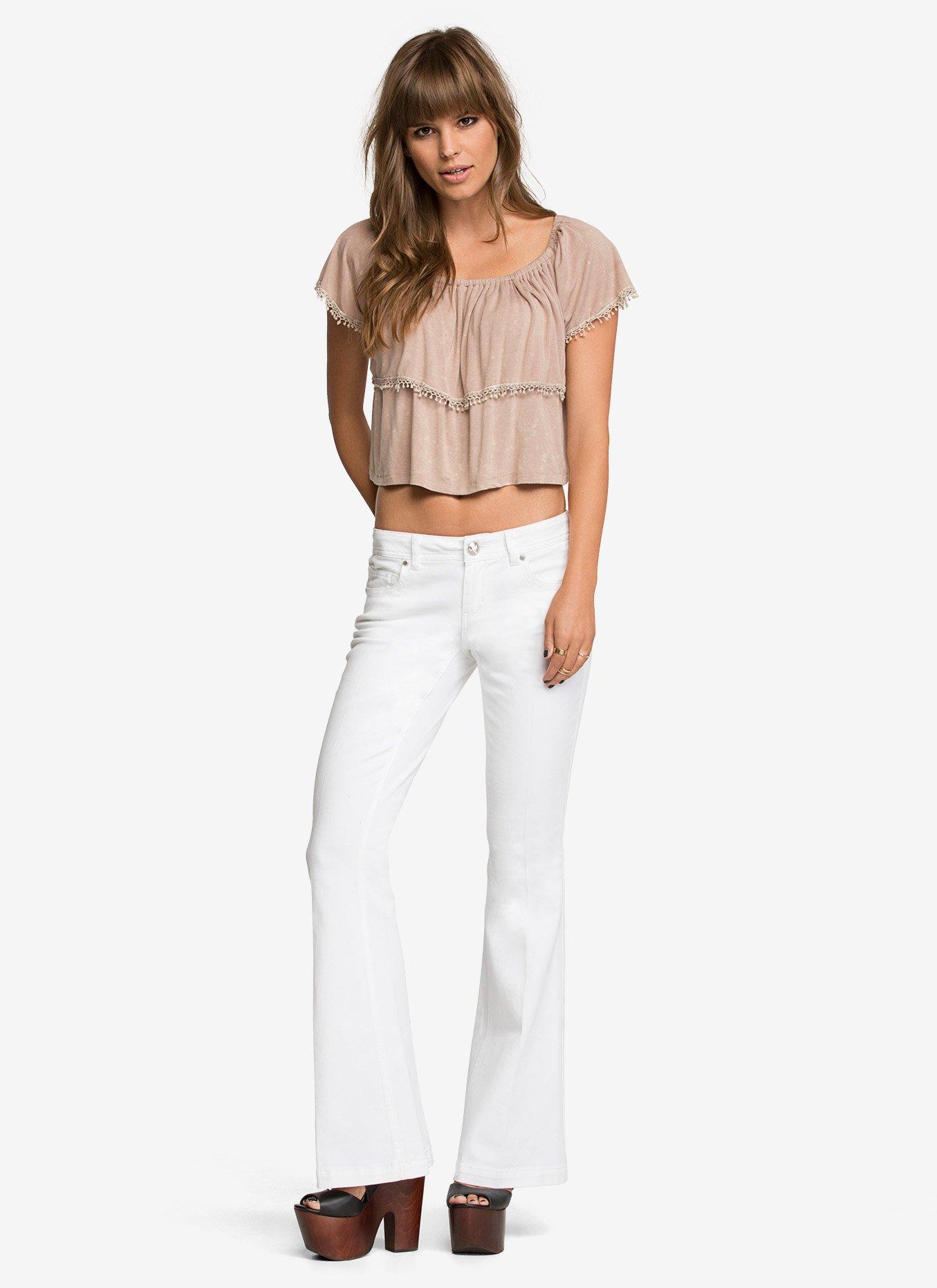 White Flared Jeans, , alternate