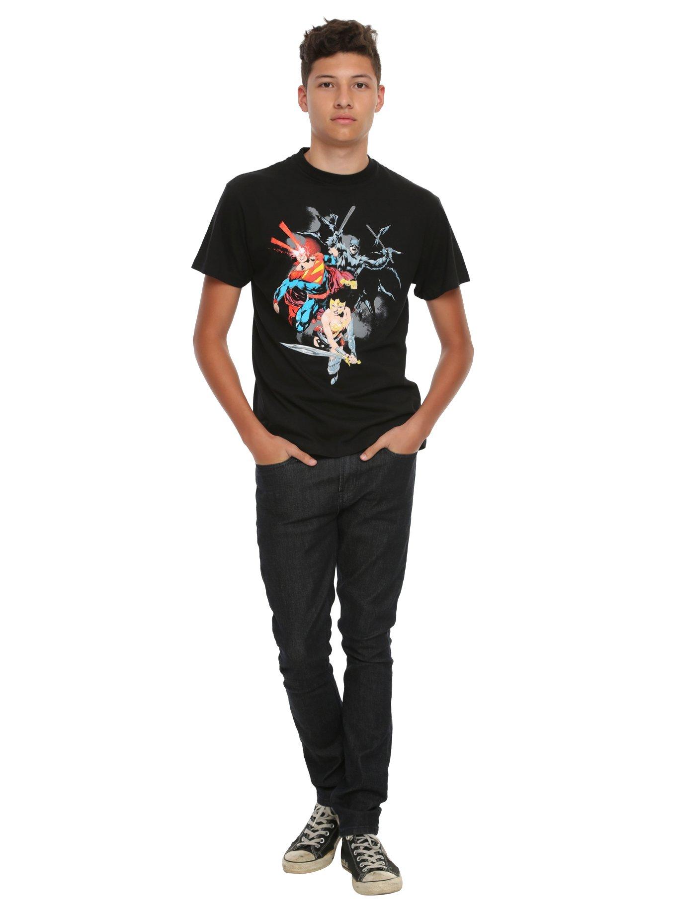 DC Comics Batman/Superman/Wonder Woman: Trinity Action T-Shirt, BLACK, alternate