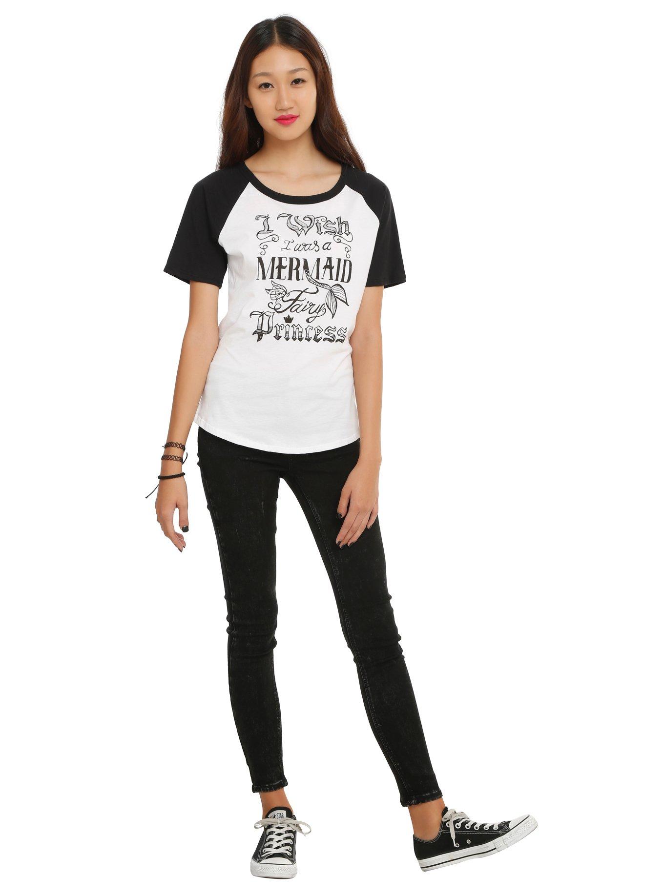 Mermaid Fairy Princess Girls Raglan Top, , alternate