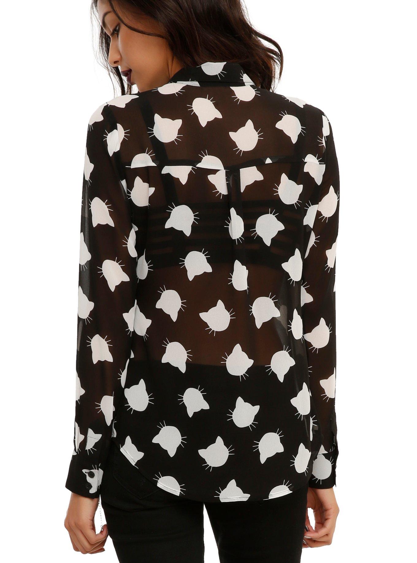 Chiffon Cat Print Top, , alternate