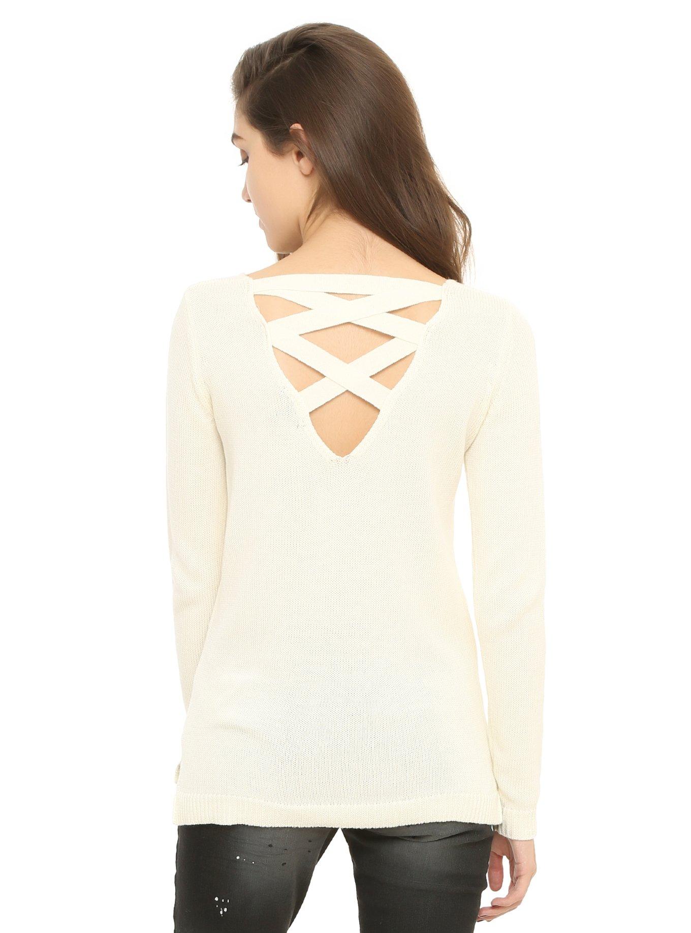 Ivory Skull Girls Sweater, , alternate