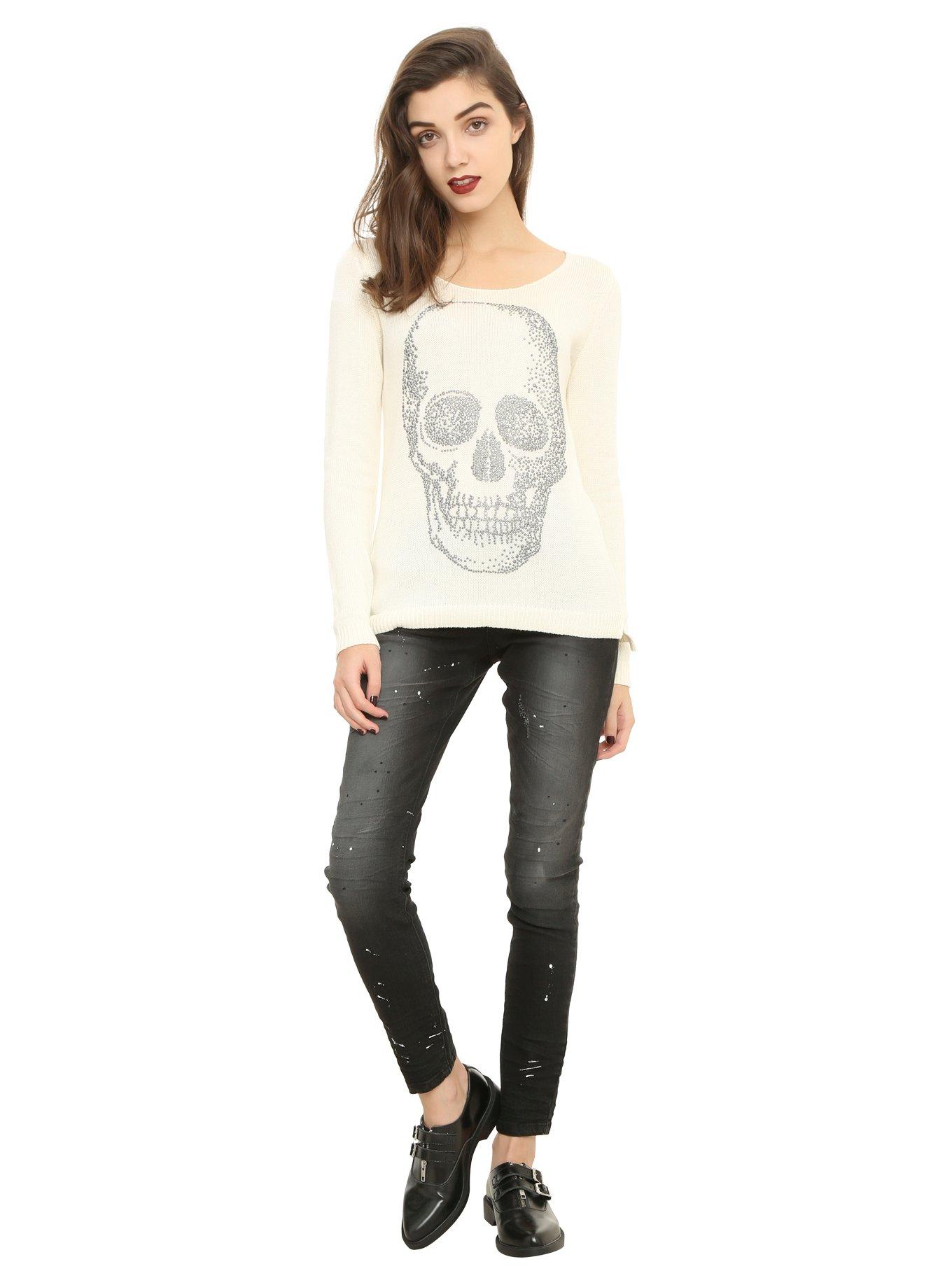 Ivory Skull Girls Sweater, , alternate