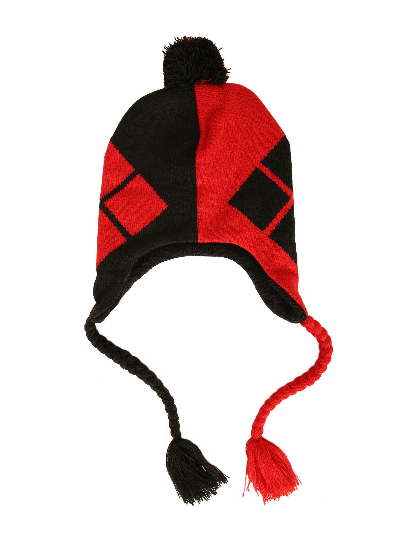 Harley Quinn Peruvian Knit Pom Beanie, , alternate