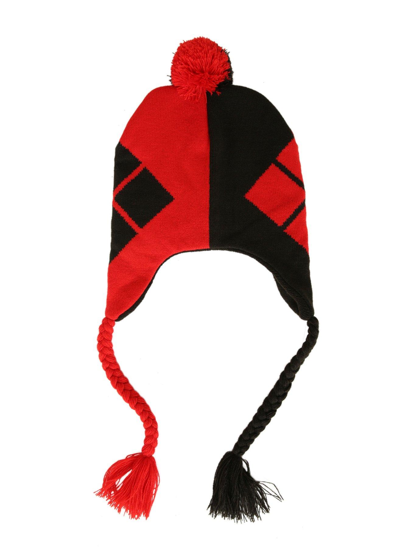 Harley Quinn Peruvian Knit Pom Beanie, , alternate