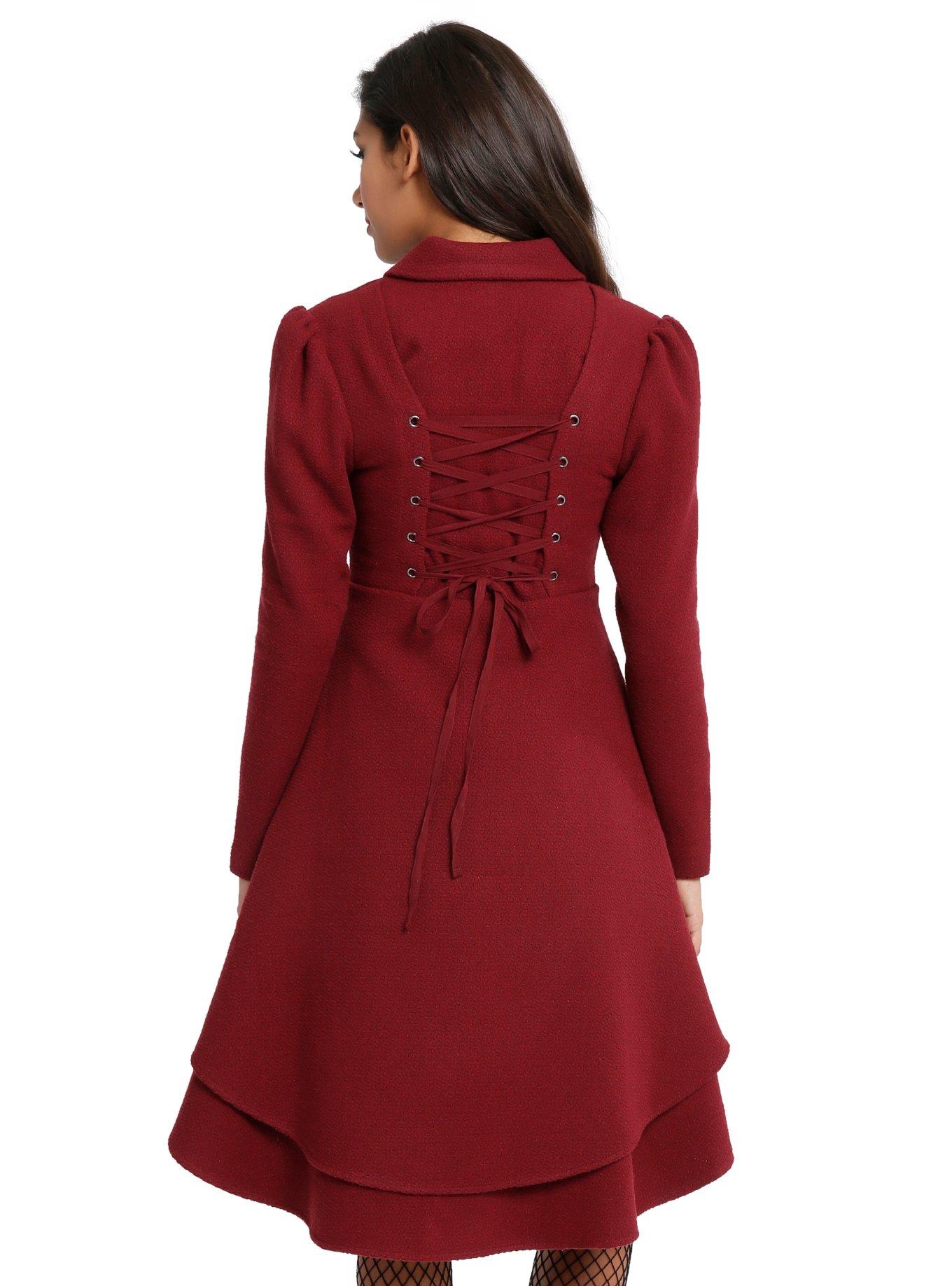 Burgundy Hi-Lo Girls Coat, , alternate