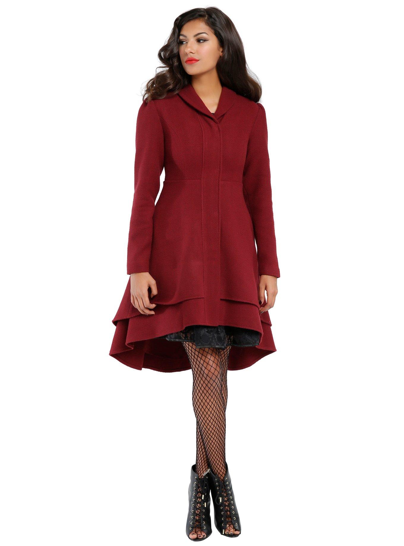 Burgundy Hi-Lo Girls Coat, , alternate