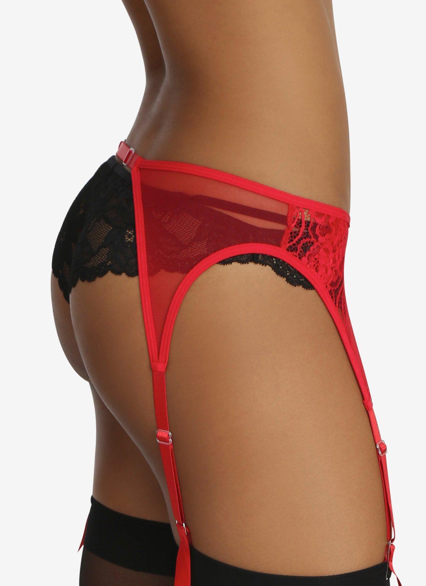 Mesh & Lace Garter Belt, , alternate