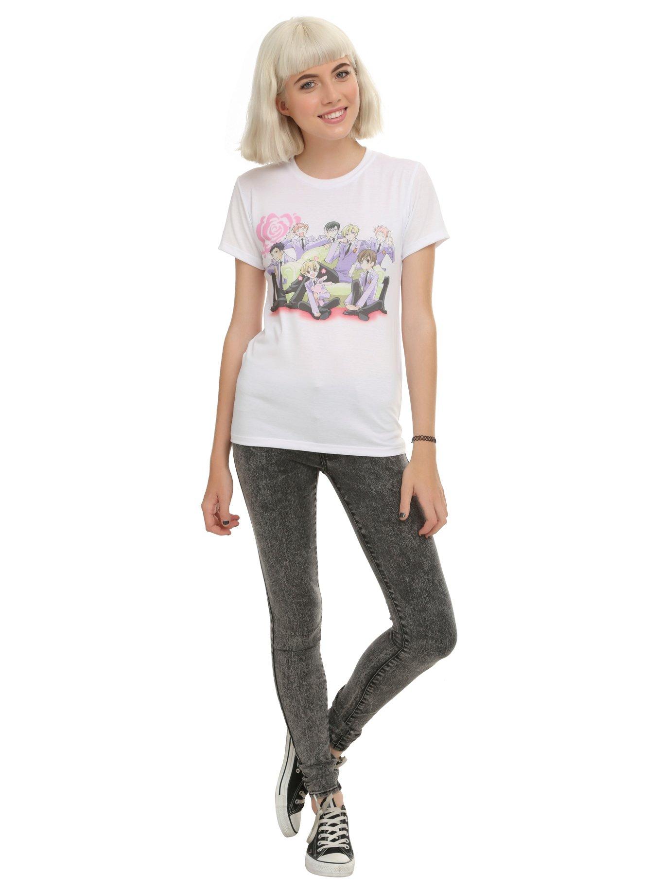 Ouran High School Host Club Group Girls T-Shirt, BLACK, alternate