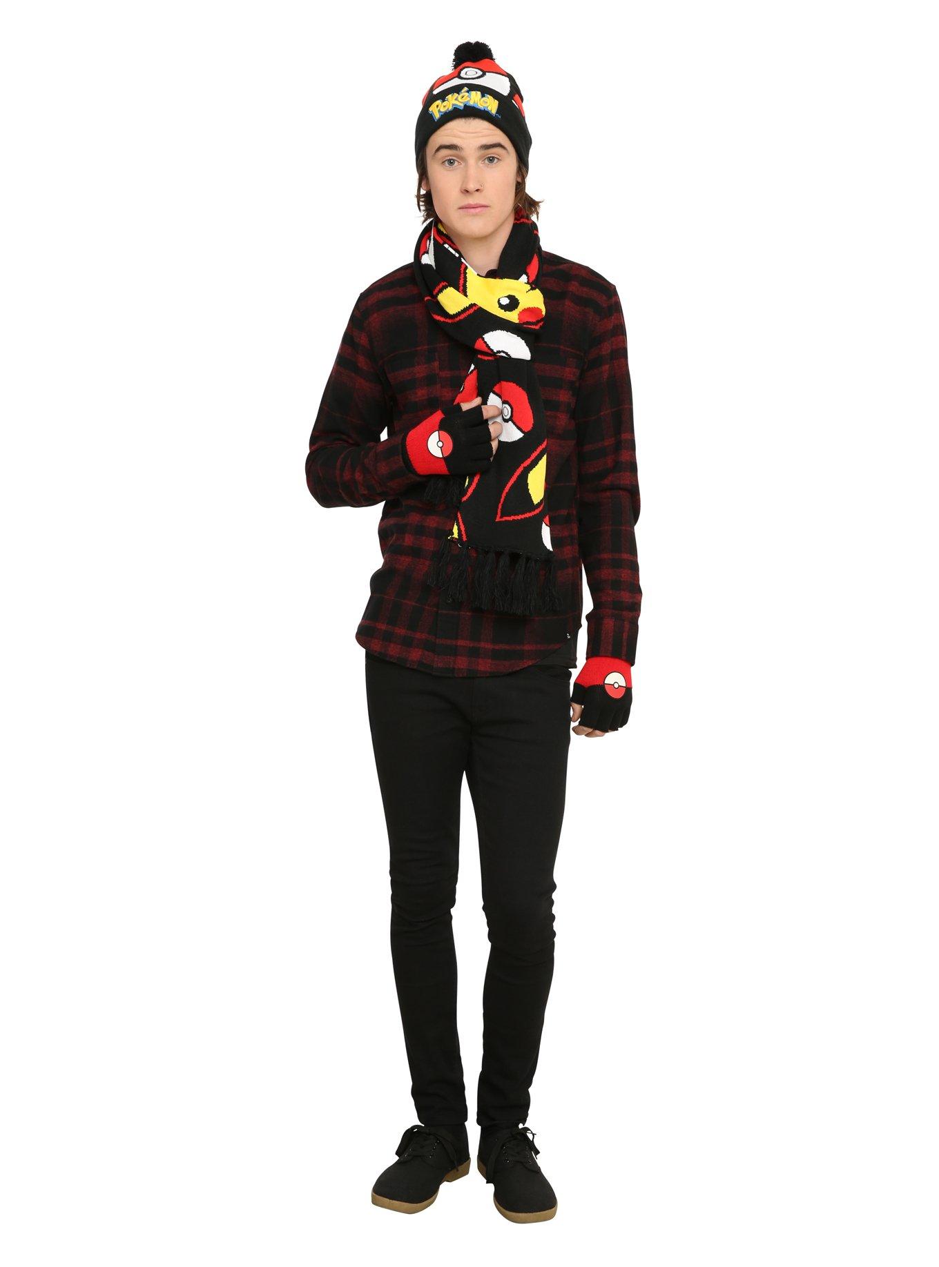 Pokemon Poke Ball Fingerless Gloves, , alternate