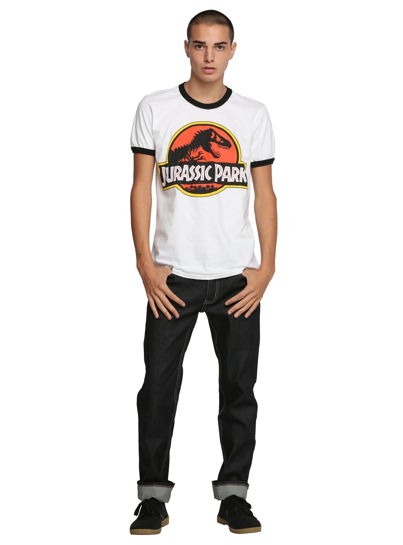 Jurassic Park Logo Ringer T-Shirt, BLACK, alternate