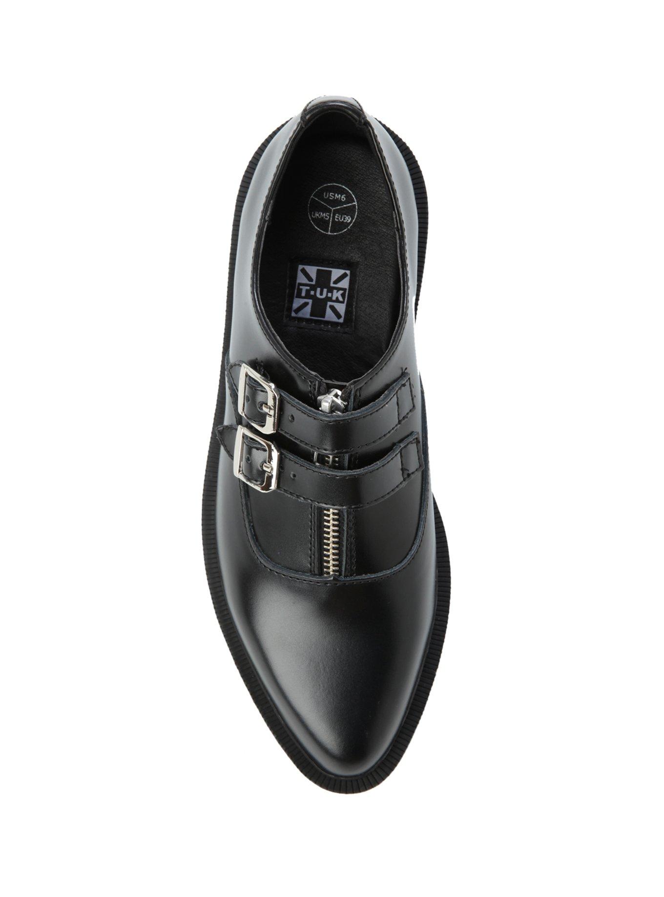 T.U.K. Black Zippered Two Buckle Jam Shoe, BLACK, alternate