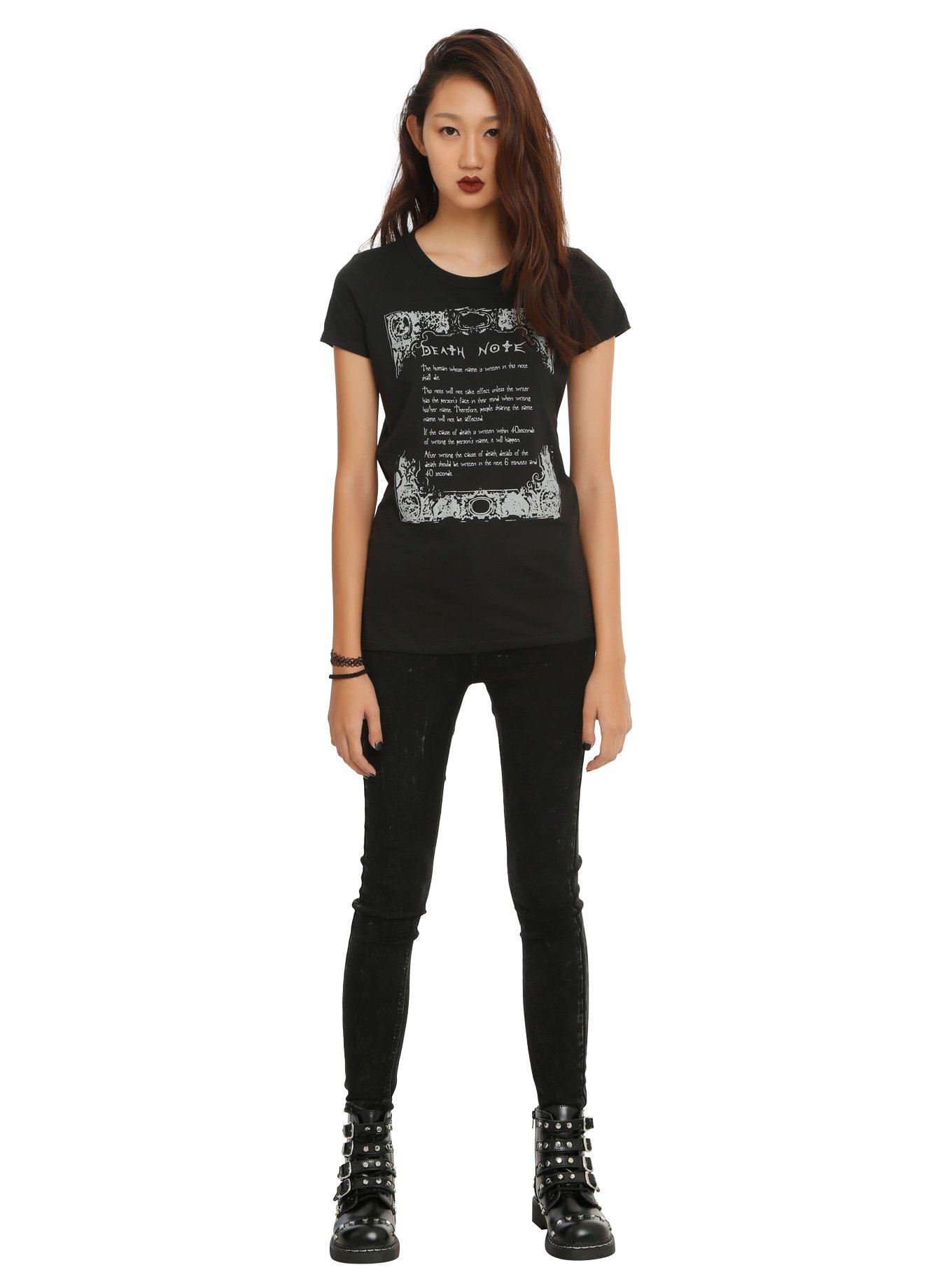 Death Note Rules Girls T-Shirt, BLACK, alternate