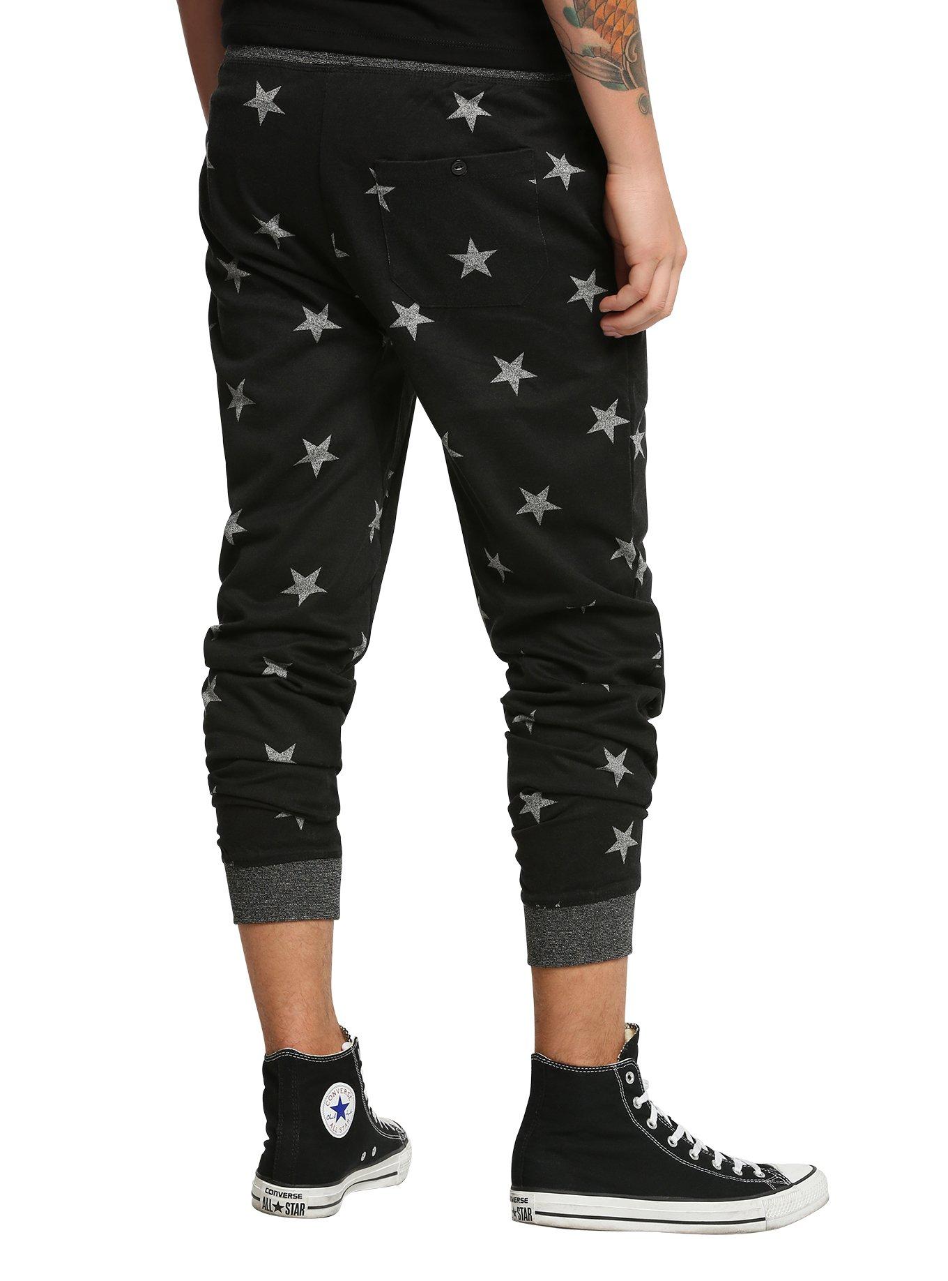 Brooklyn Cloth Star Print Knit Jogger Pants, BLACK, alternate