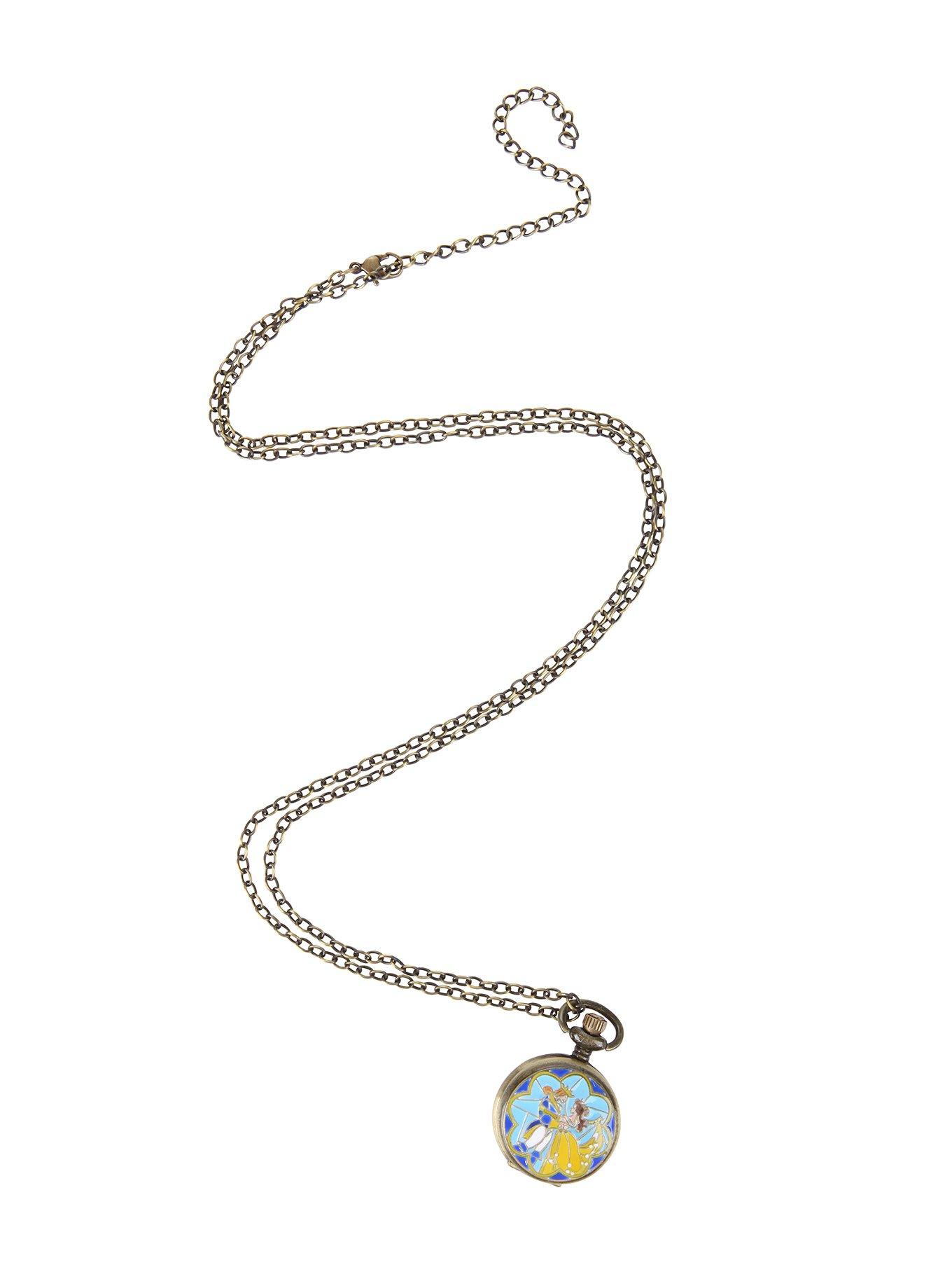 Disney Beauty And The Beast Dancing Pocket Watch Necklace, , alternate