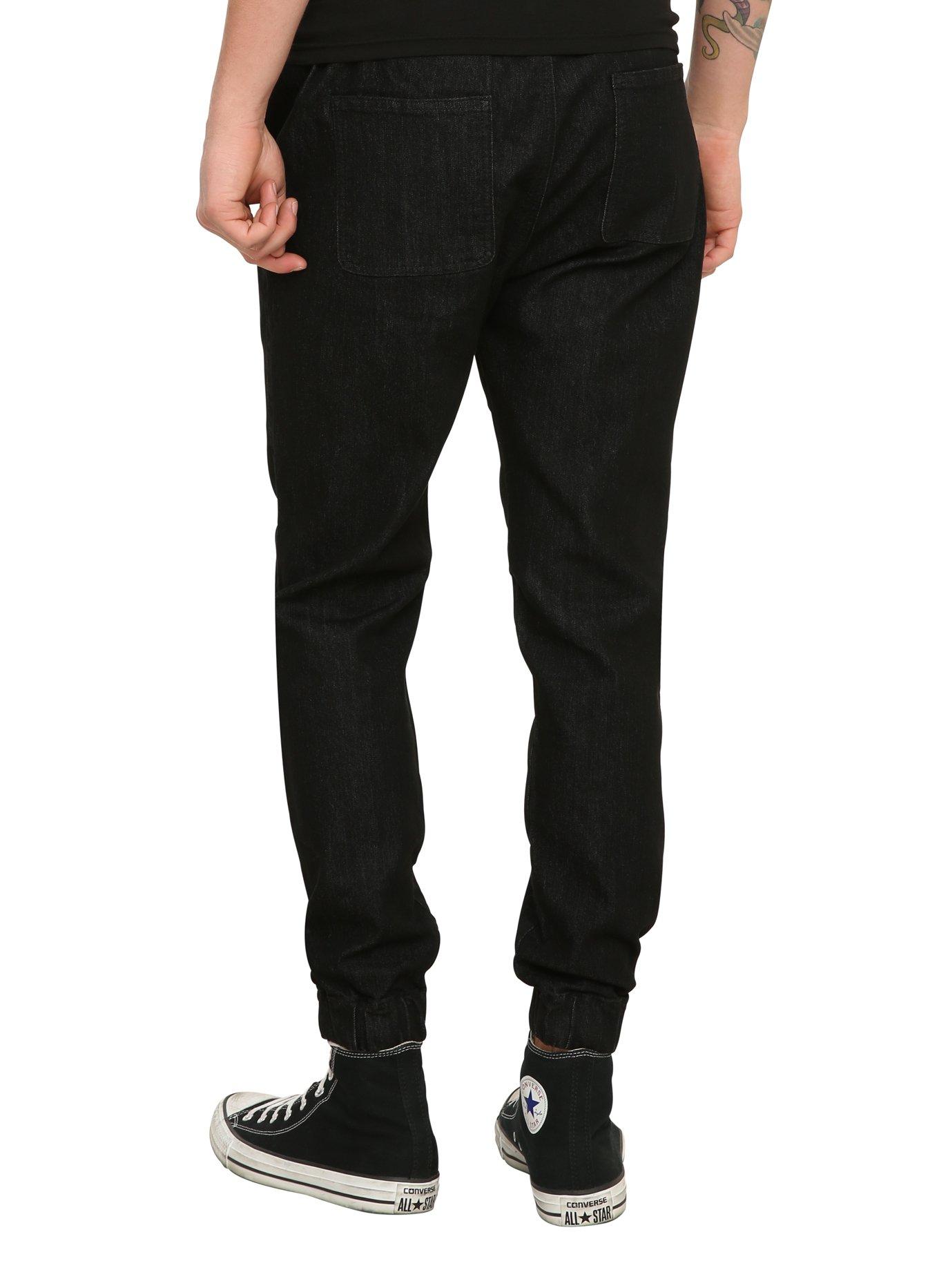 XXX RUDE Black Denim Jogger Pant, , alternate