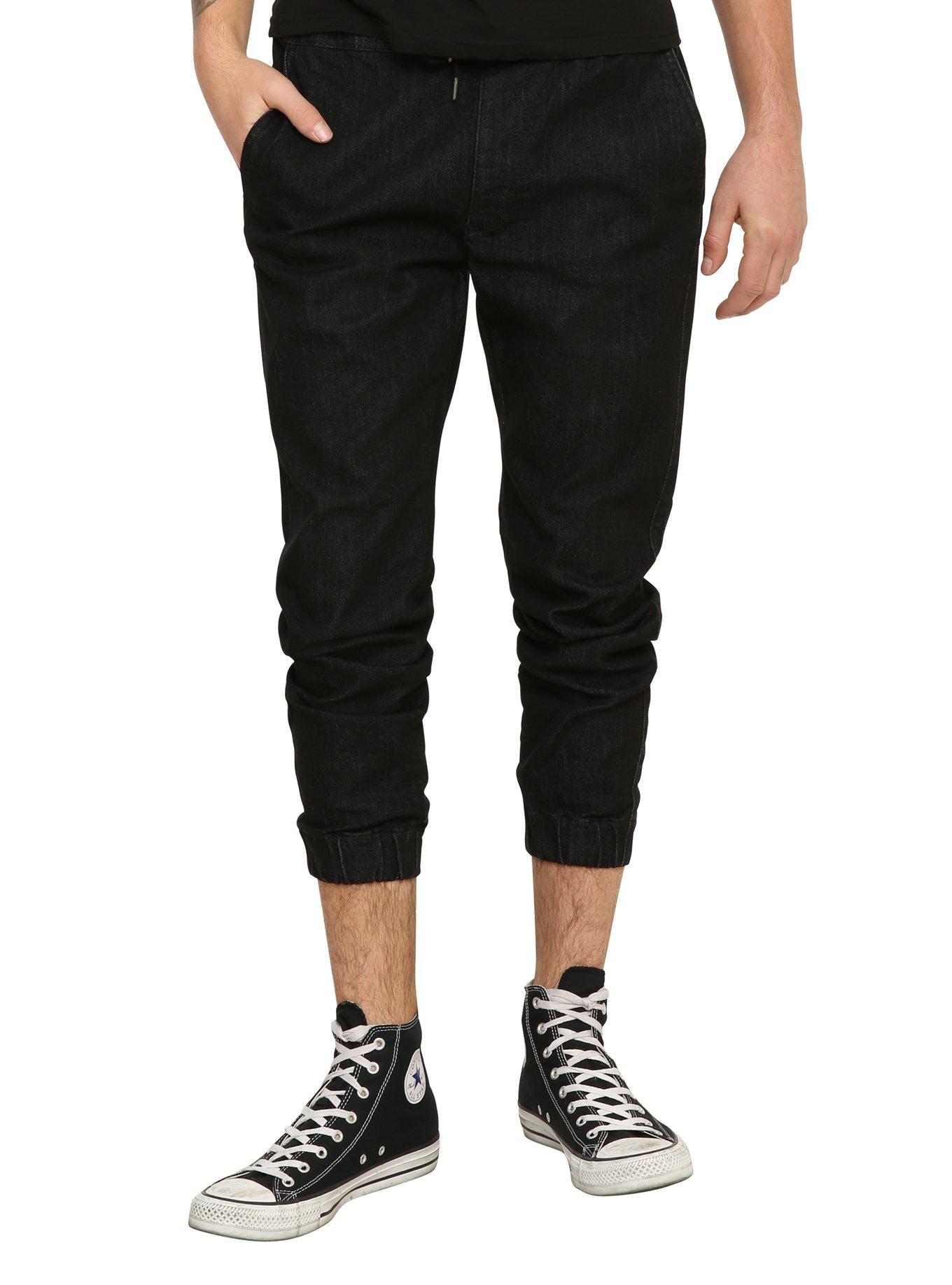 XXX RUDE Black Denim Jogger Pant, , alternate