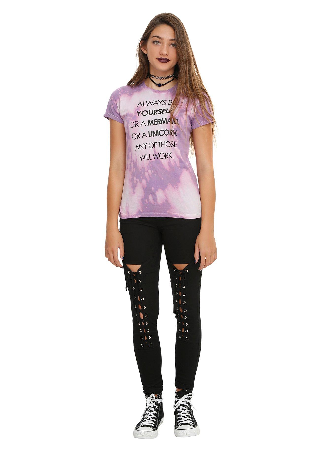 Always Be Yourself Tie Dye Girls T-Shirt, BLACK, alternate