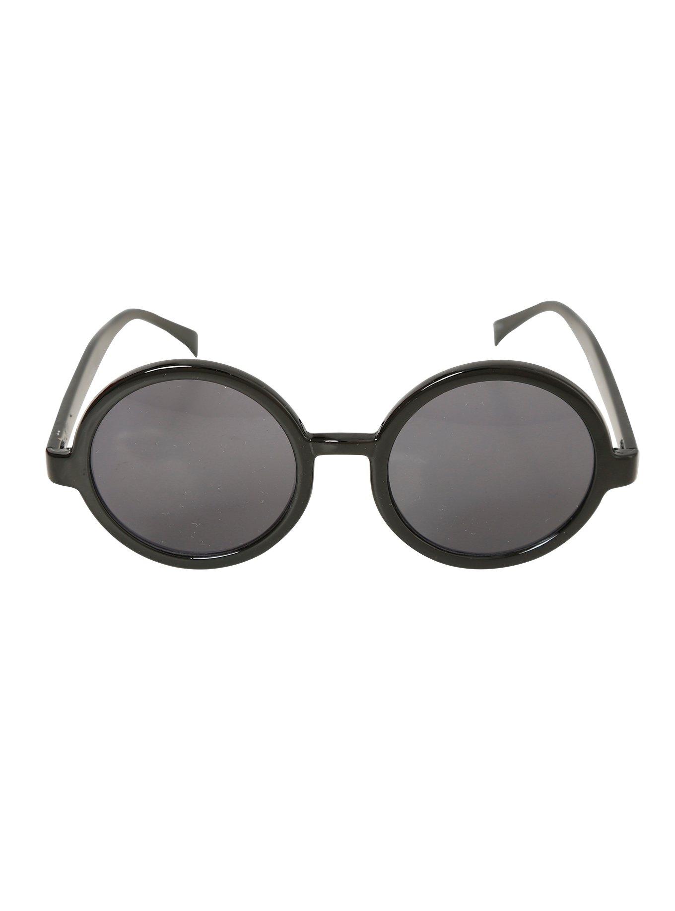 Basic Black Round Sunglasses, , alternate