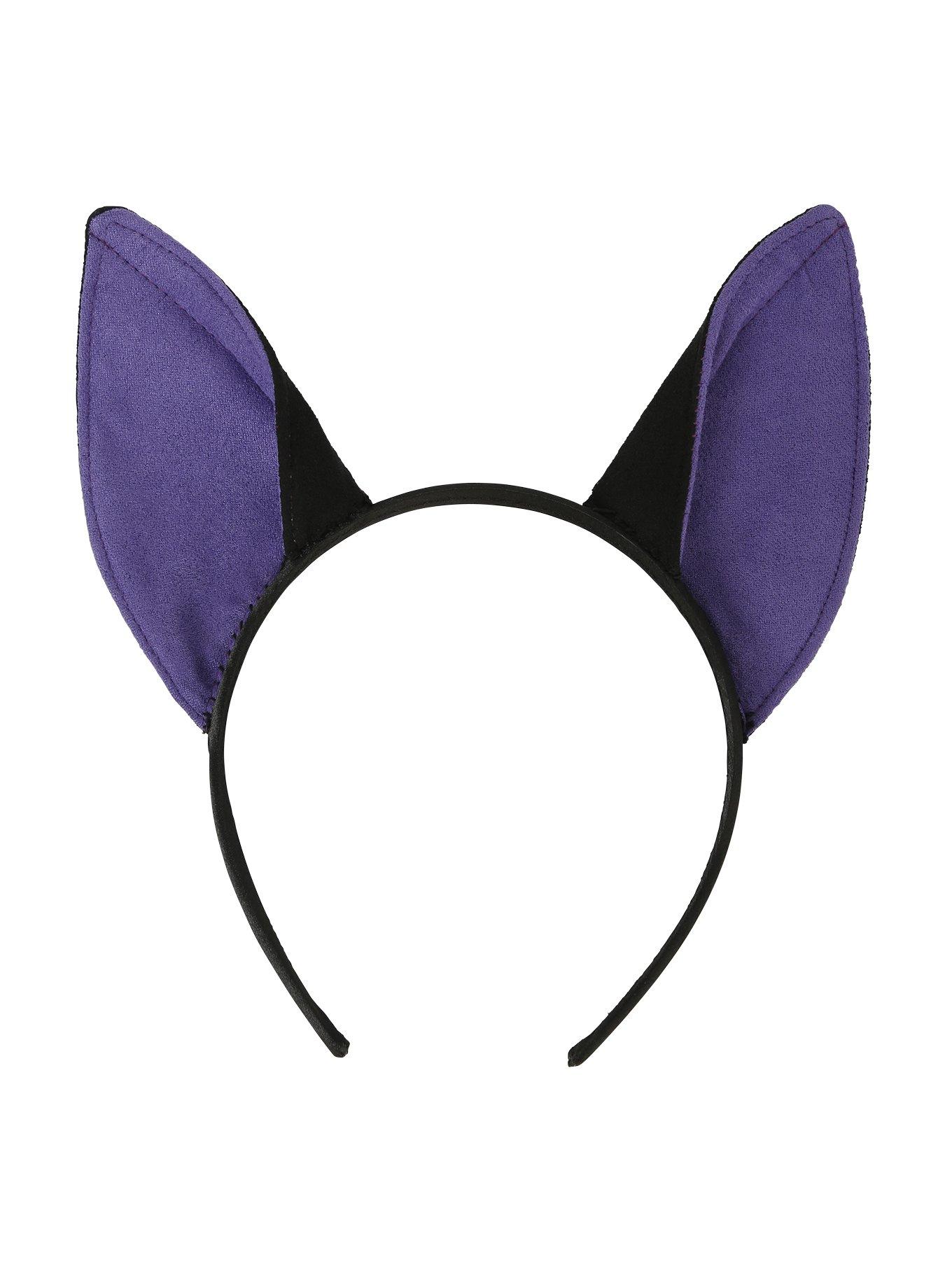 Black & Purple Cat Ear Headband, , alternate