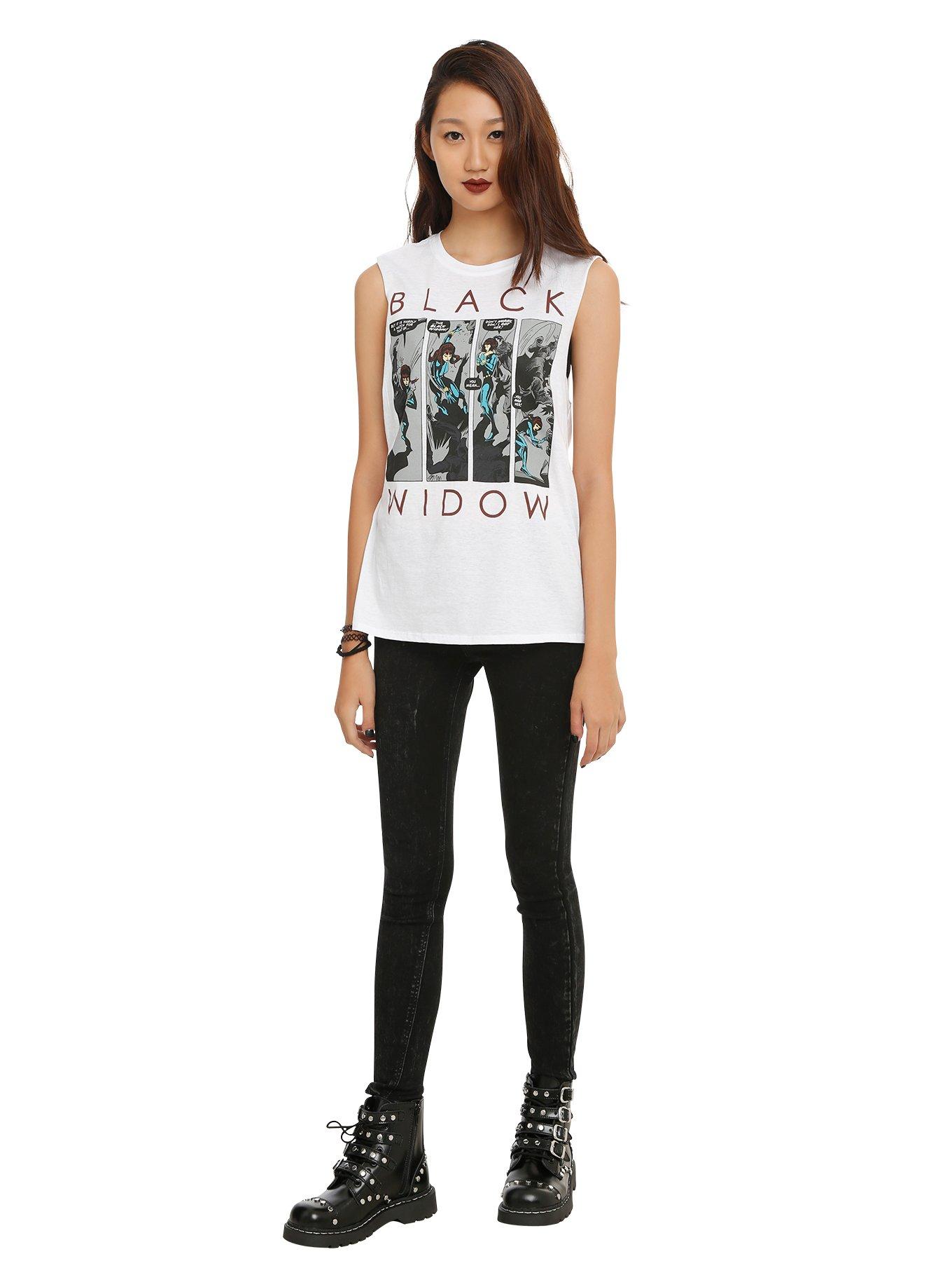 Marvel Black Widow Panels Girls Muscle Top, , alternate - view 3