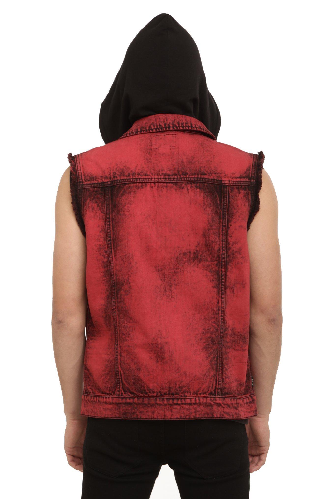 XXX RUDE Red Wash Hooded Denim Vest, , alternate